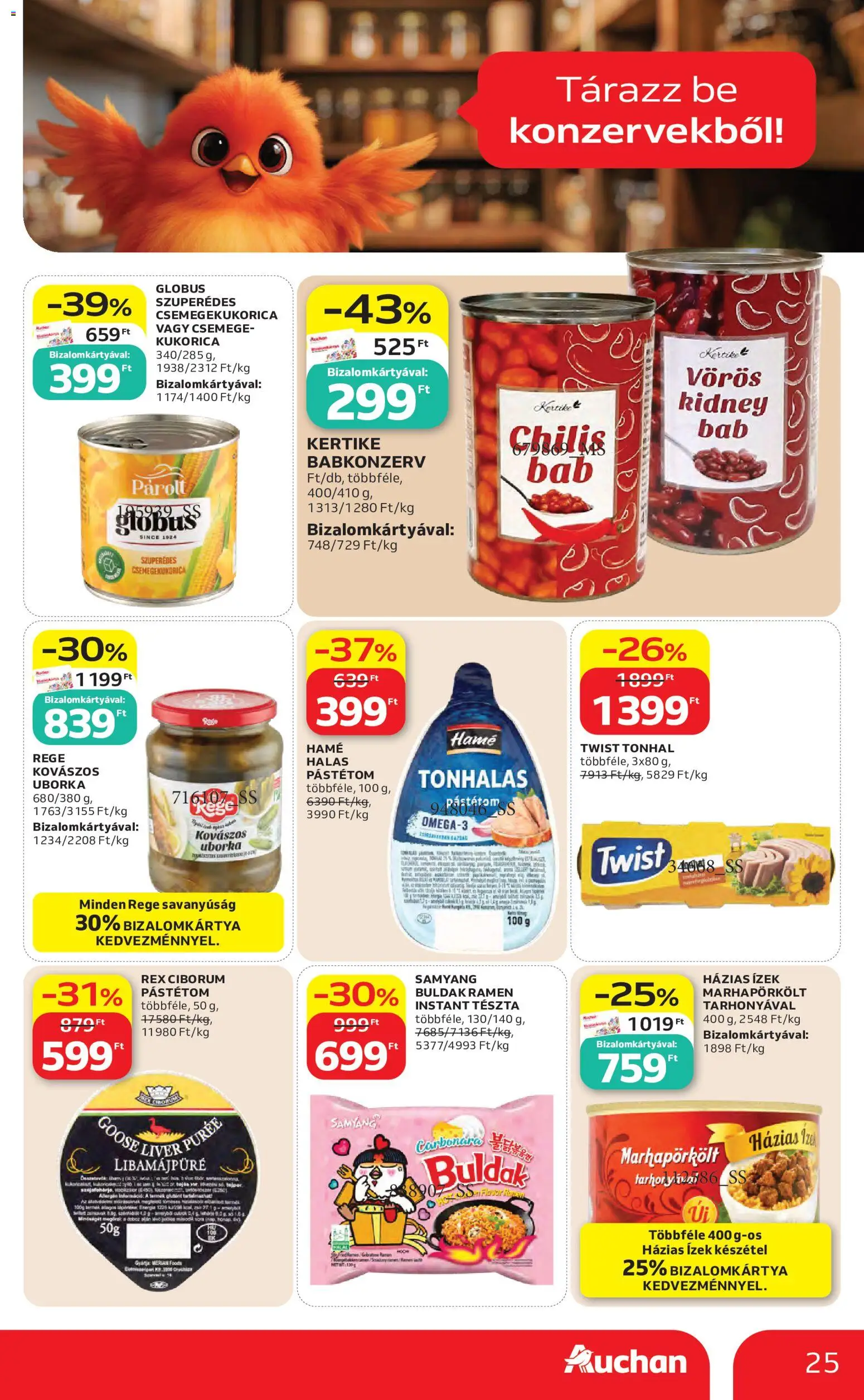 Auchan akciós ujság - amely érvényes a következő dátumtól: 04.06.2026 | Oldal: 25 | Termékek: Tonhal, Doboz, Uborka, Készétel