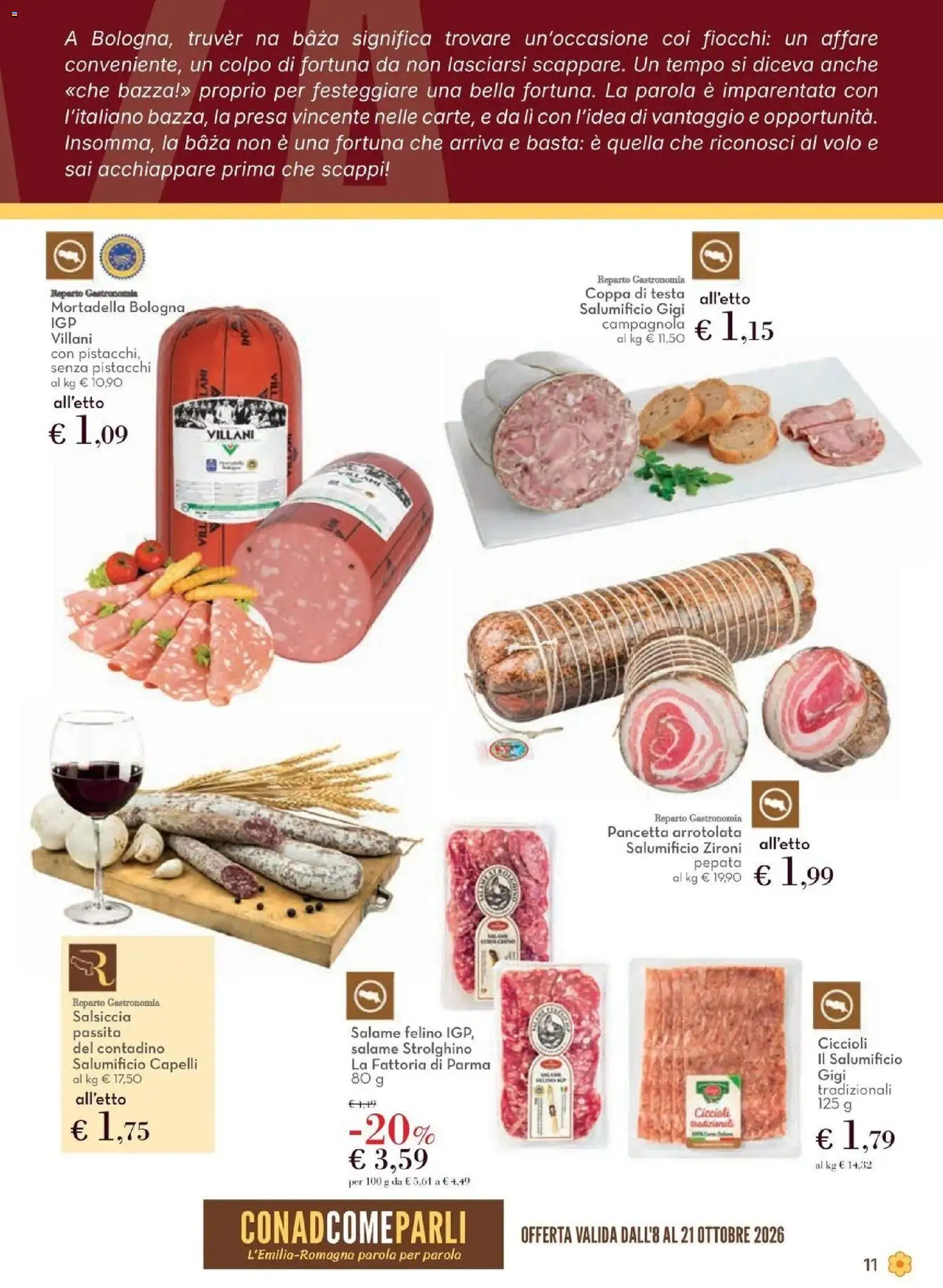 Anteprima volantino Conad dal 08/10/2026 prossima settimana | Pagina: 11 | Prodotti: Salame, Salsiccia, Mortadella, Presa