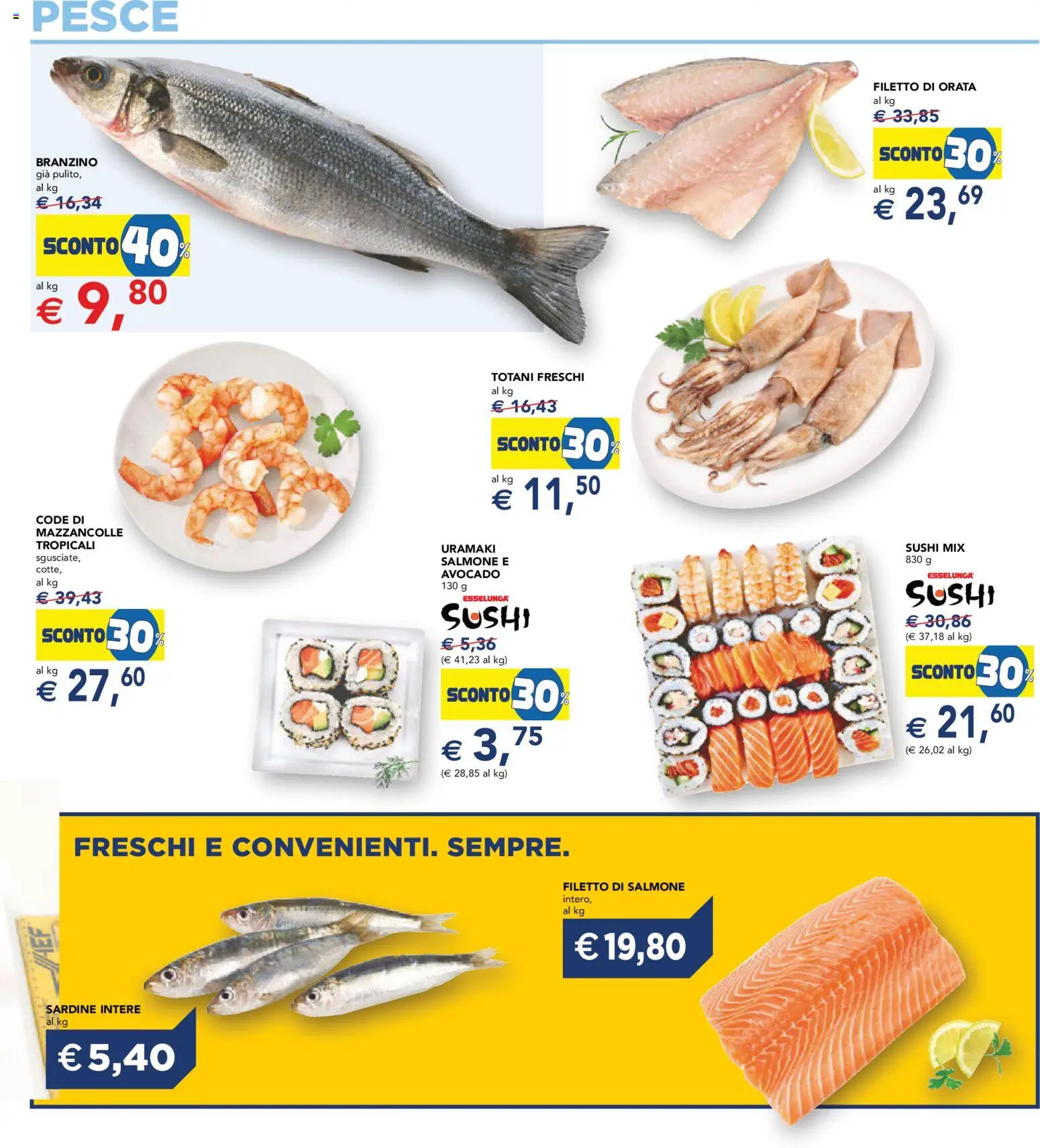 Volantino Esselunga S del 18.05.2026 | Pagina: 5 | Prodotti: Avocado, Mazzancolle, Branzino, Sushi
