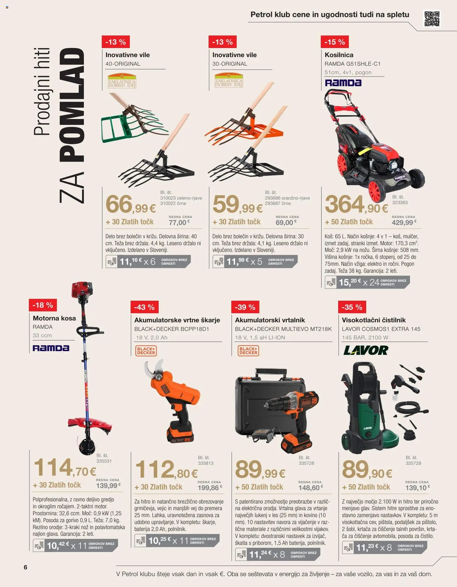 Novi Petrol katalog ponudbe – veljaven od 02.03.2026 | Stran: 6 | Izdelki: Teza, Orodje, Krtaca, Visokotlačni čistilnik