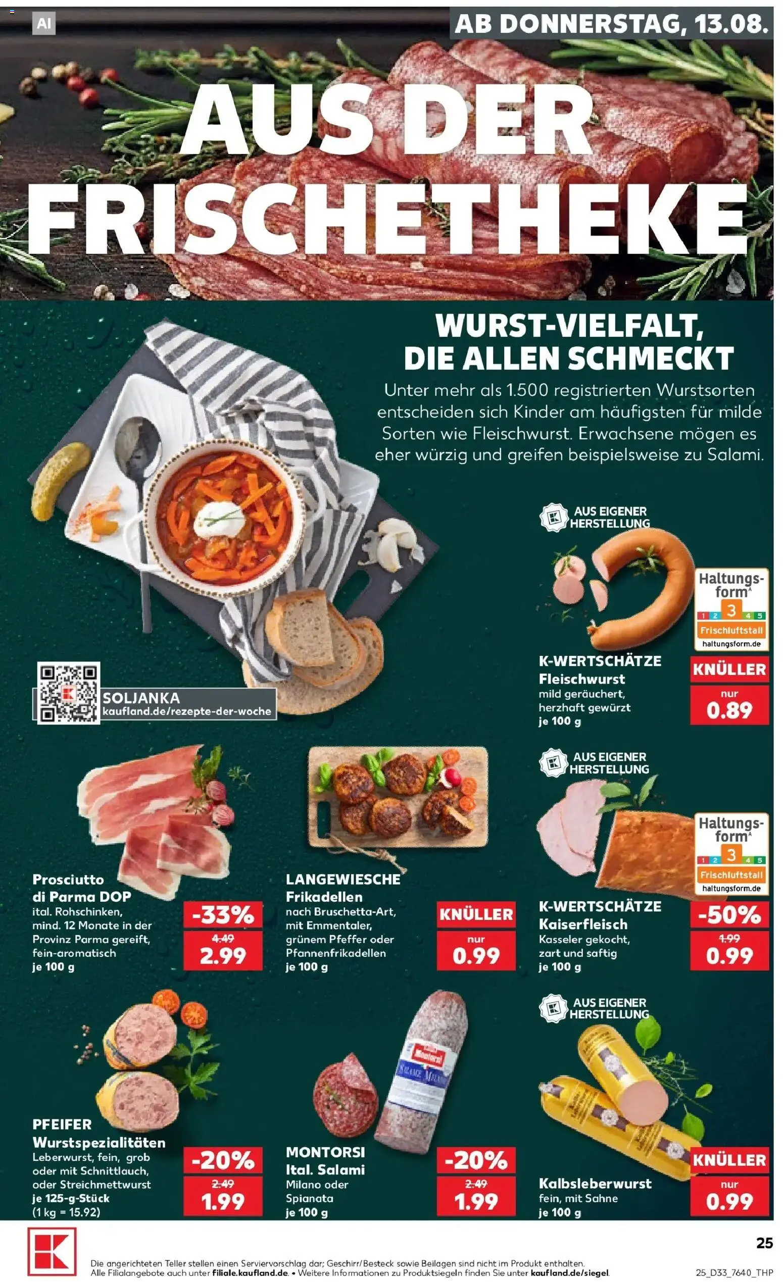 Prospekt Kaufland ab 10.08.2026 » Angebote Online zum Blättern | Seite: 34 | Produkte: Beilagen, Pfeffer, Salami, Sahne
