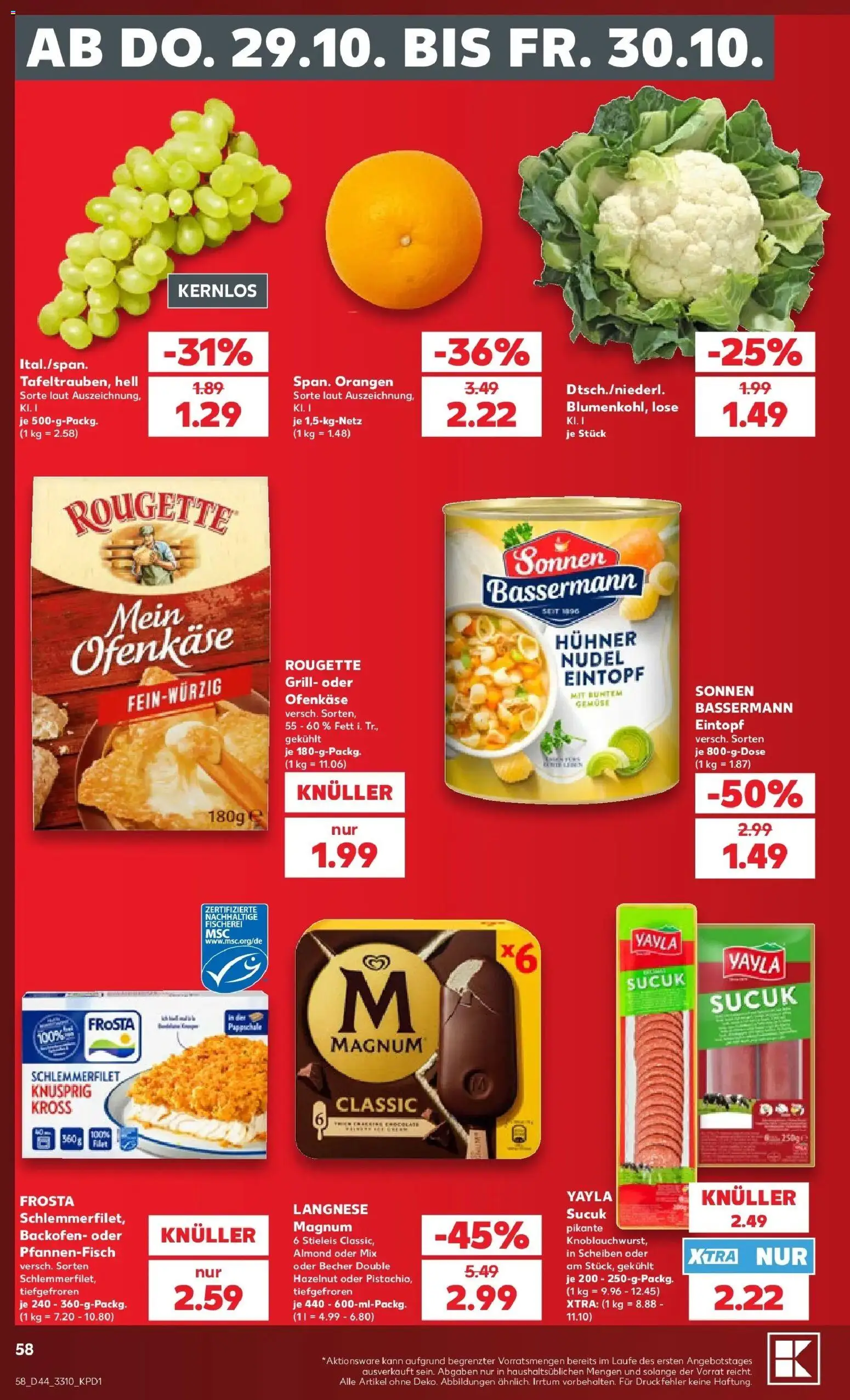Prospekt Kaufland ab 26.10.2026 » Angebote Online zum Blättern | Seite: 62 | Produkte: Grill, Frosta, Gemüse, Backofen