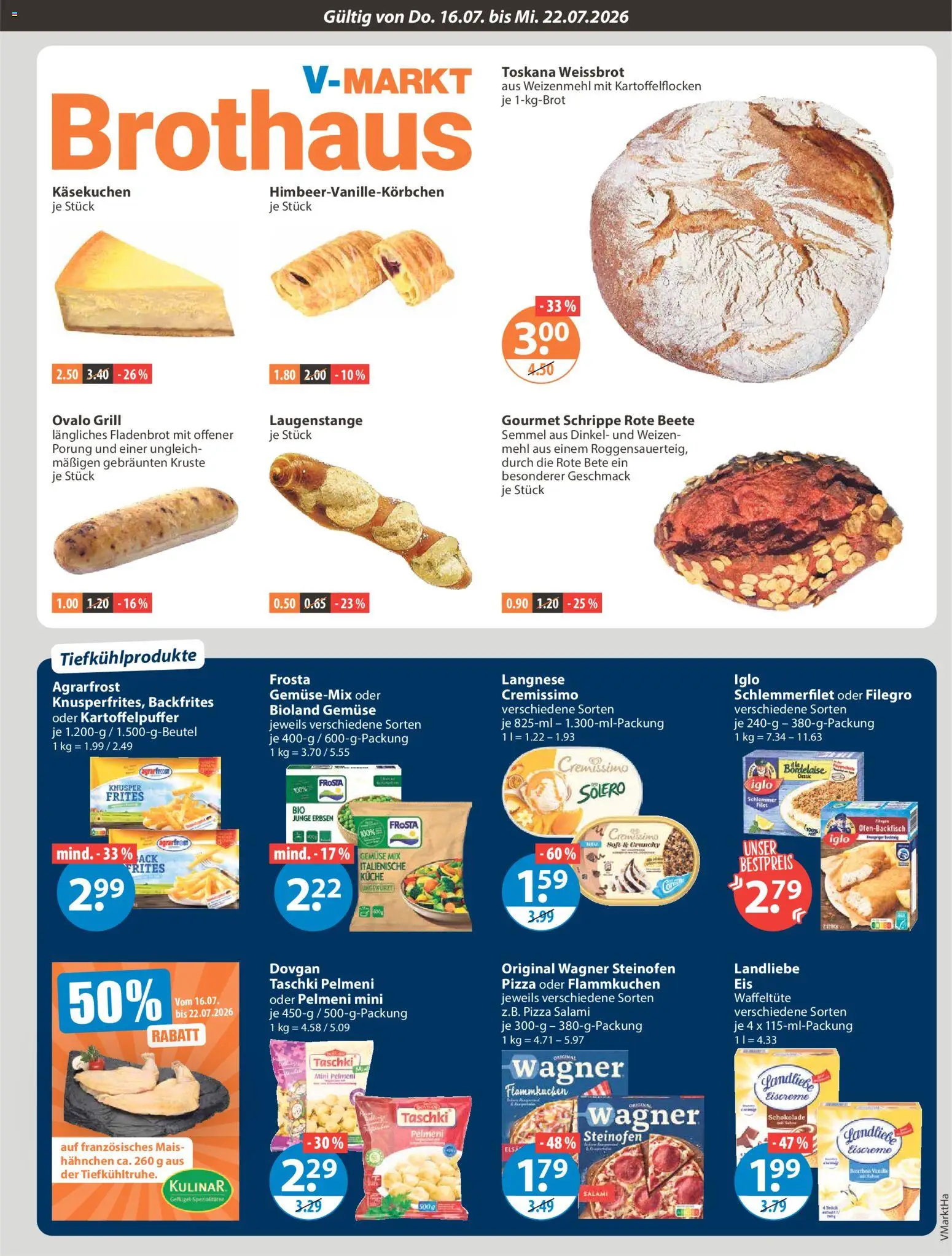 V-Markt Angebote – gültig ab 16.07.2026 | Seite: 5 | Produkte: Langnese, Schokolade, Frosta, Erbsen