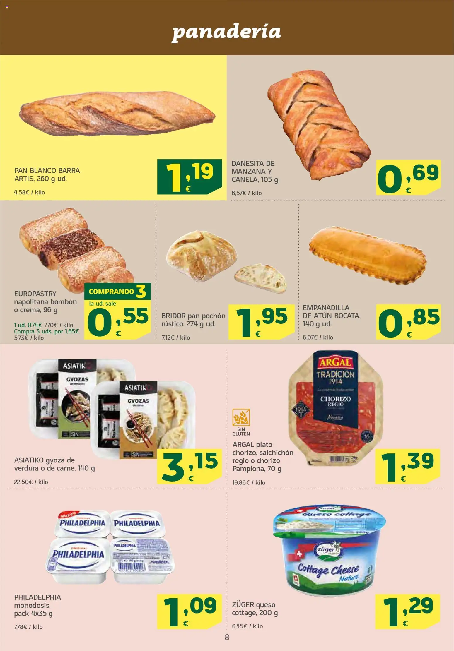 HiperDino folleto │ válido desde el 10.03.2026 | Página: 8 | Productos: Queso, Pan, Manzana, Panadería