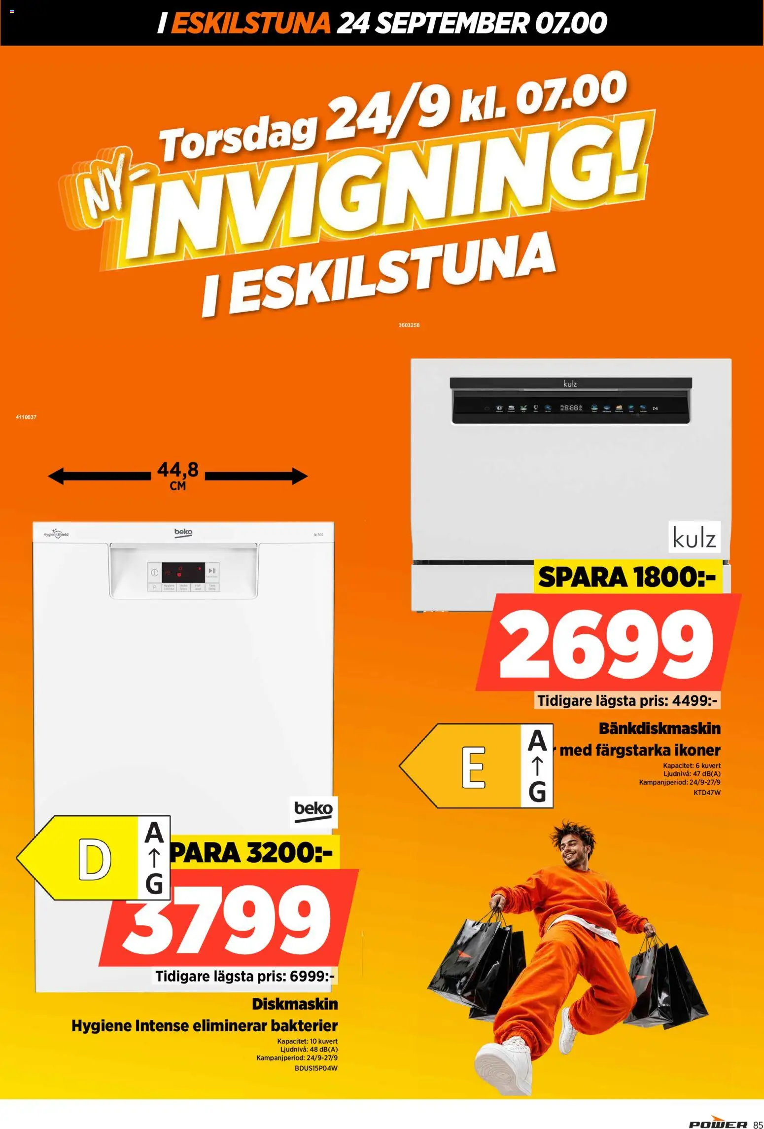 Power reklamblad aktuell från 24/09/2026 | Sida: 85 | Produkter: Diskmaskin, Kuvert, Bänkdiskmaskin