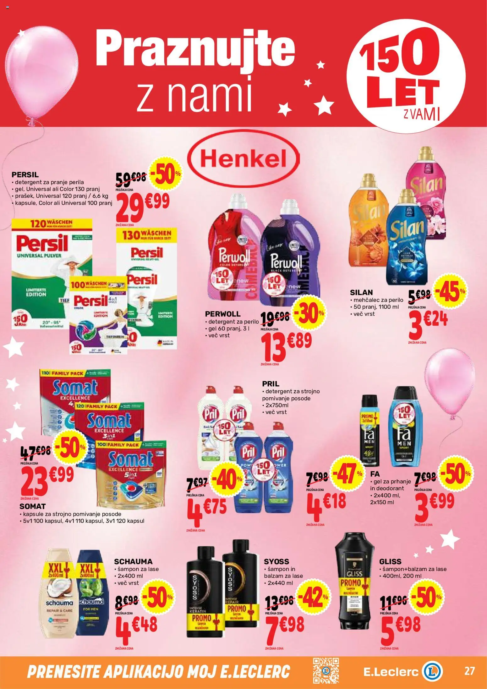 Novi E.leclerc katalog ponudbe – veljaven od 02.09.2026 | Stran: 27 | Izdelki: Gel za prhanje, Deodorant, Mehcalec za perilo, Detergent