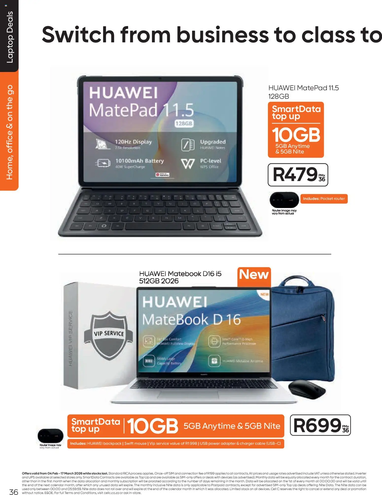 New Cell C catalogue – valid from 04/02/2026 | Page: 38 | Products: Sim, Adapter, USB, Charger