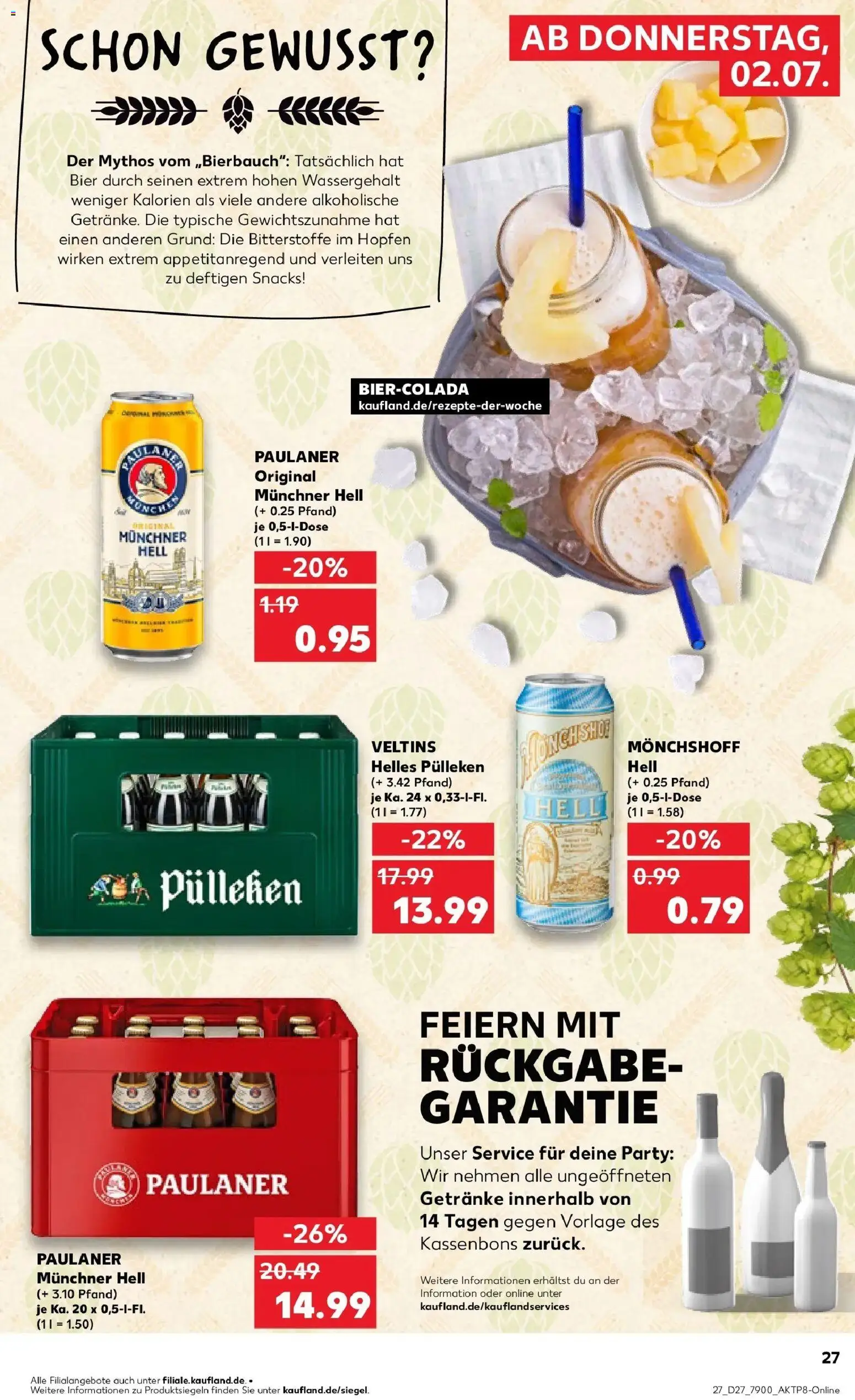 Kaufland Prospekt Troisdorf – gültig ab 29.06.2026 | Seite: 38 | Produkte: Helles pulleken, Bier, Paulaner, Veltins