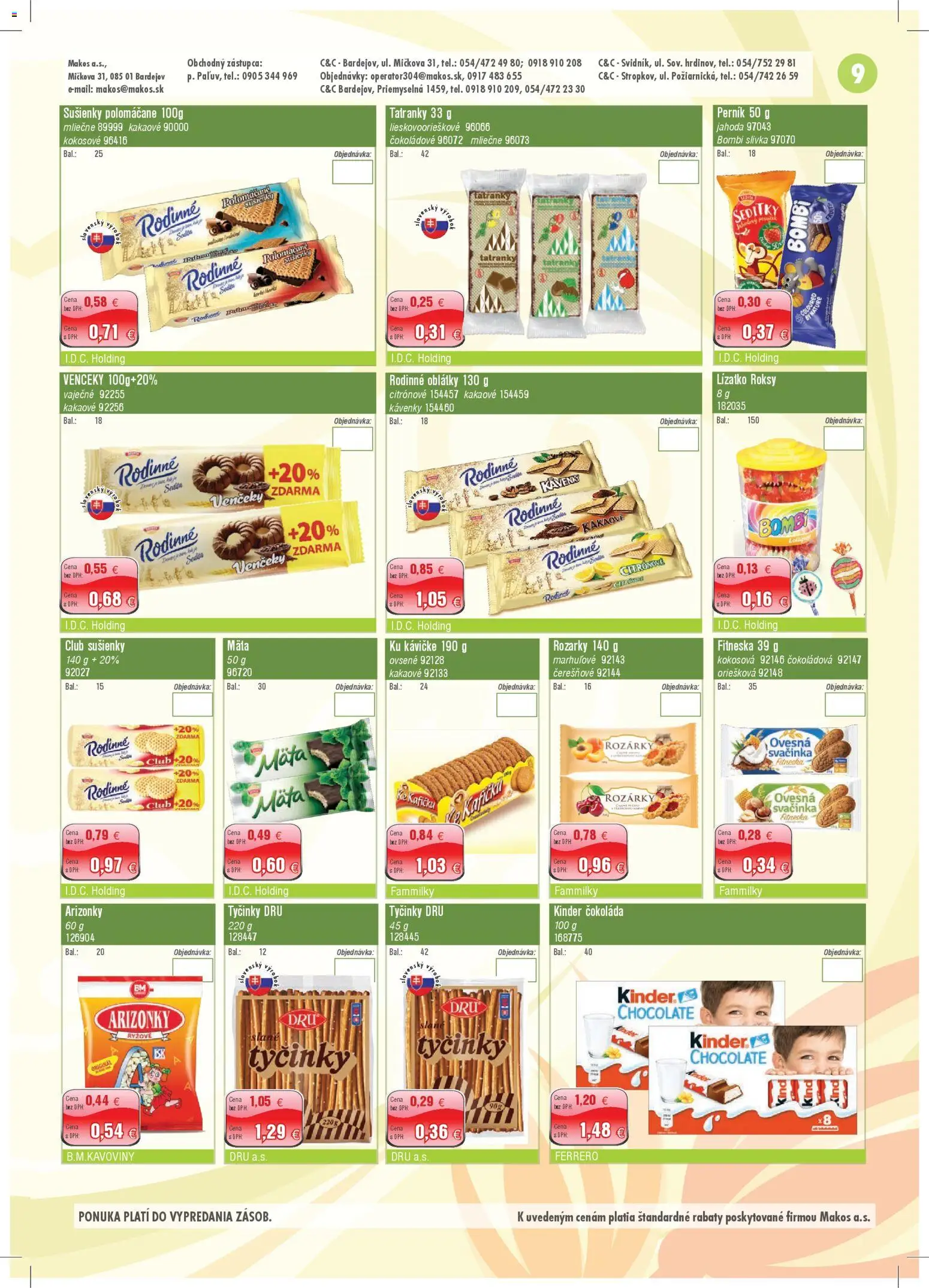 Nové Makos akcie – leták je platný od 02.03.2026 | Strana: 9 | Produkty: Robot, Kinder, Čokoláda