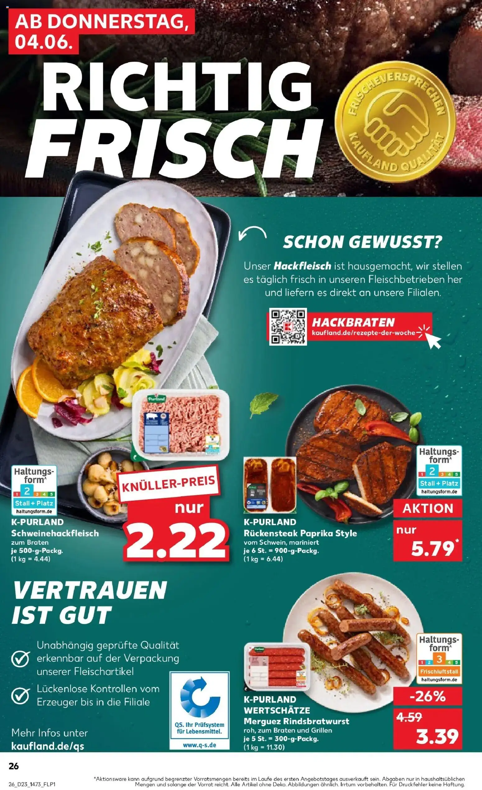 Kaufland Prospekt Strausberg – gültig ab 04.06.2026 | Seite: 26 | Produkte: Paprika, Steak, Hackfleisch