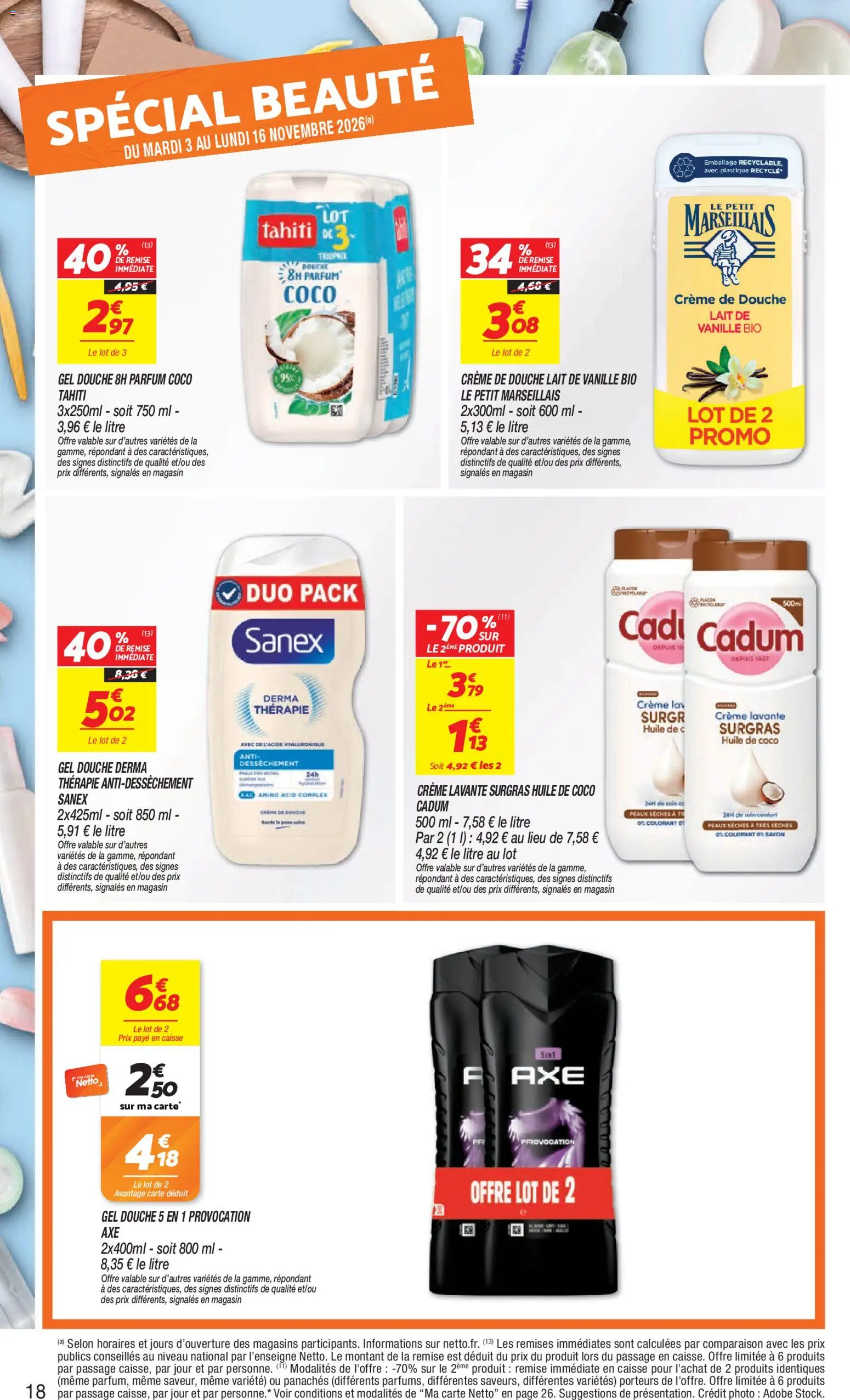 {H1} | Page: 18 | Produits: Savon, Douche, Lait, Crème