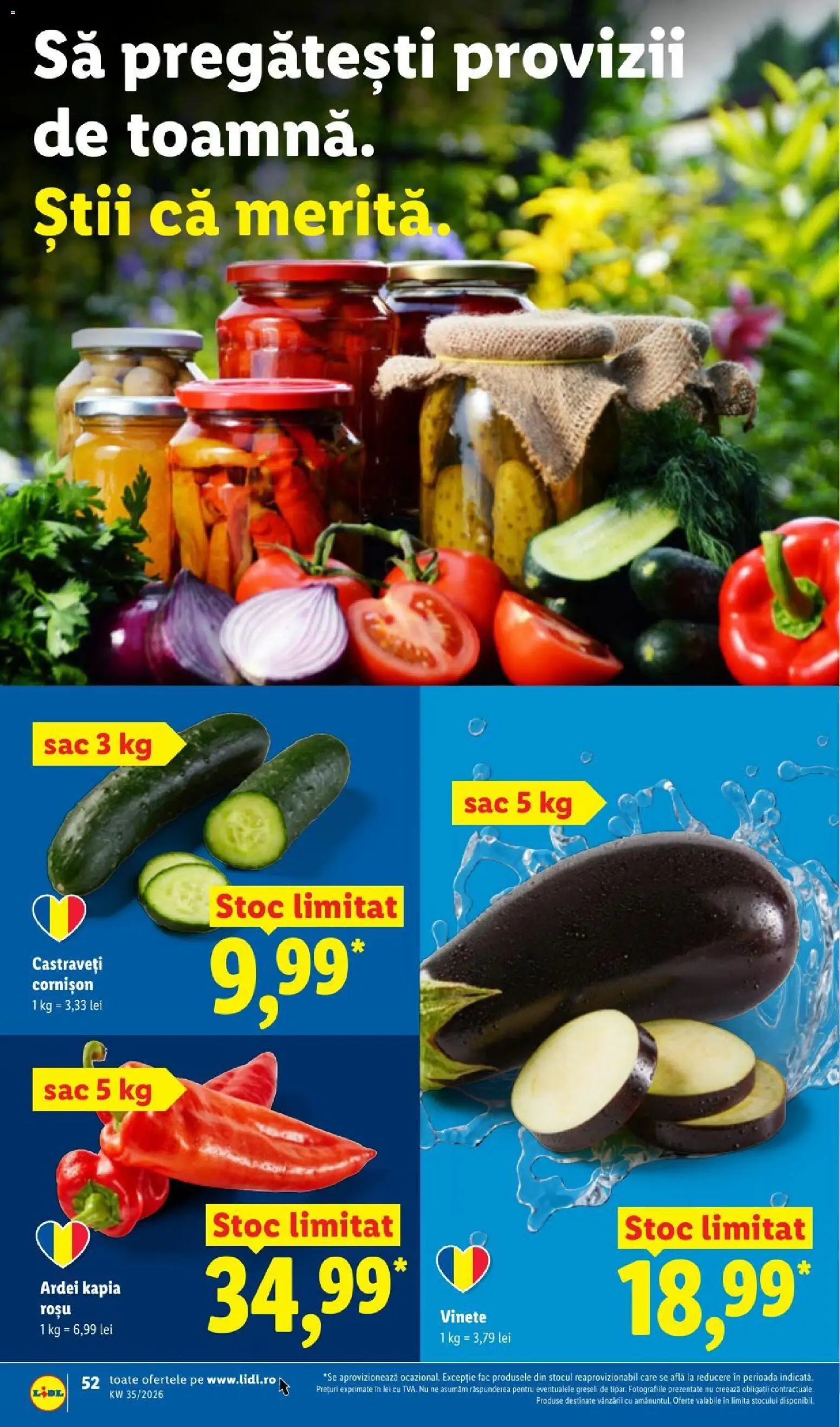 Noul catalog Lidl – valabil de la 24.08.2026 | Pagină: 52 | Produse: Ardei, Sac, Castraveți