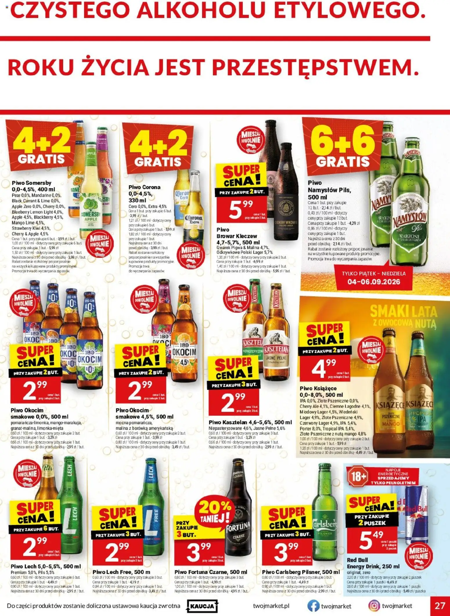 Twój Market gazetka od 02.09.2026 | Strona: 27 | Produkty: Borówka amerykańska, Lech, Piwo książęce, Somersby