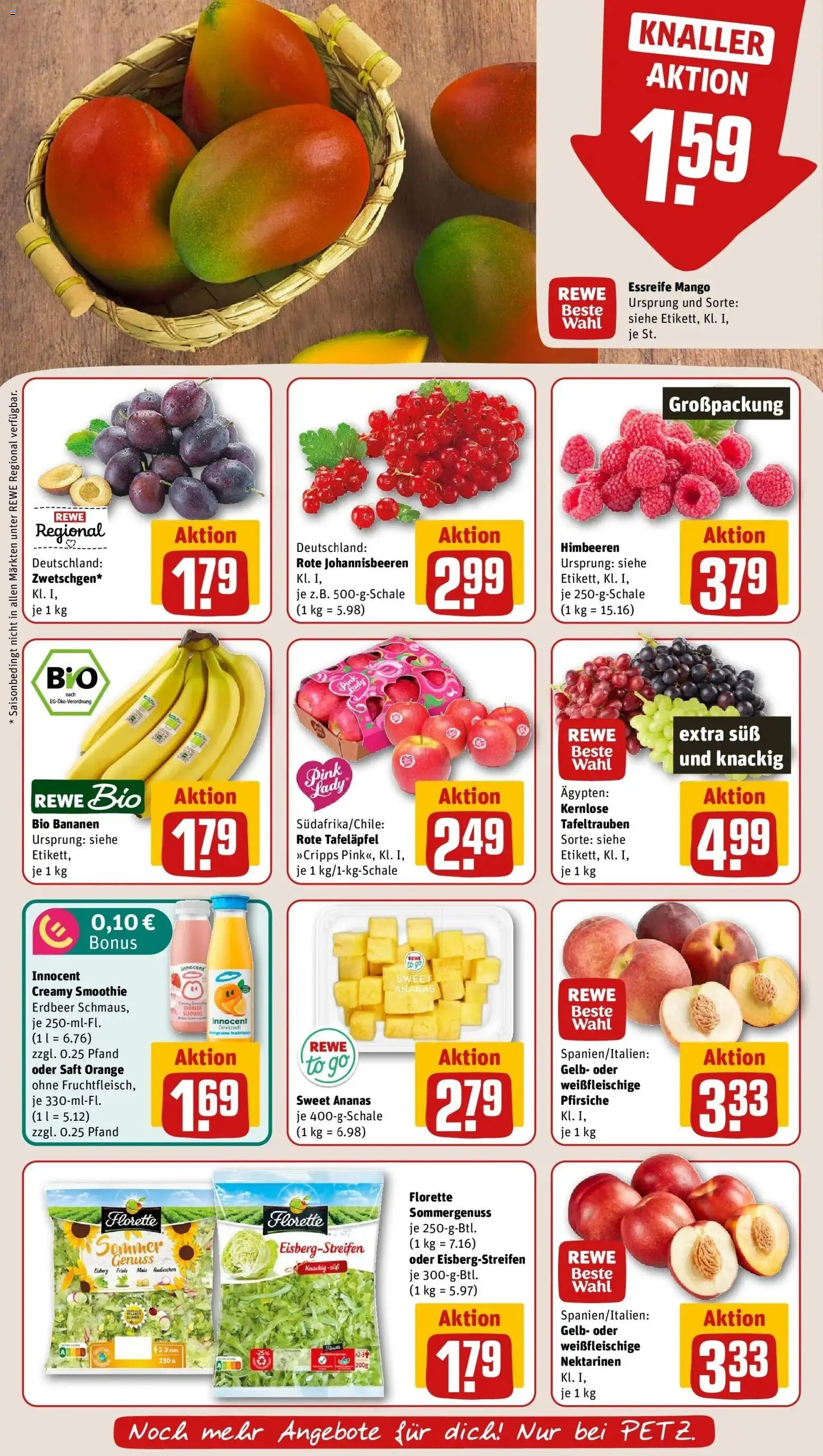 REWE Prospekt ab 03.08.2026 zum Blättern » Angebote | Seite: 6 | Produkte: Himbeeren, Nektarinen, Ananas, Mango