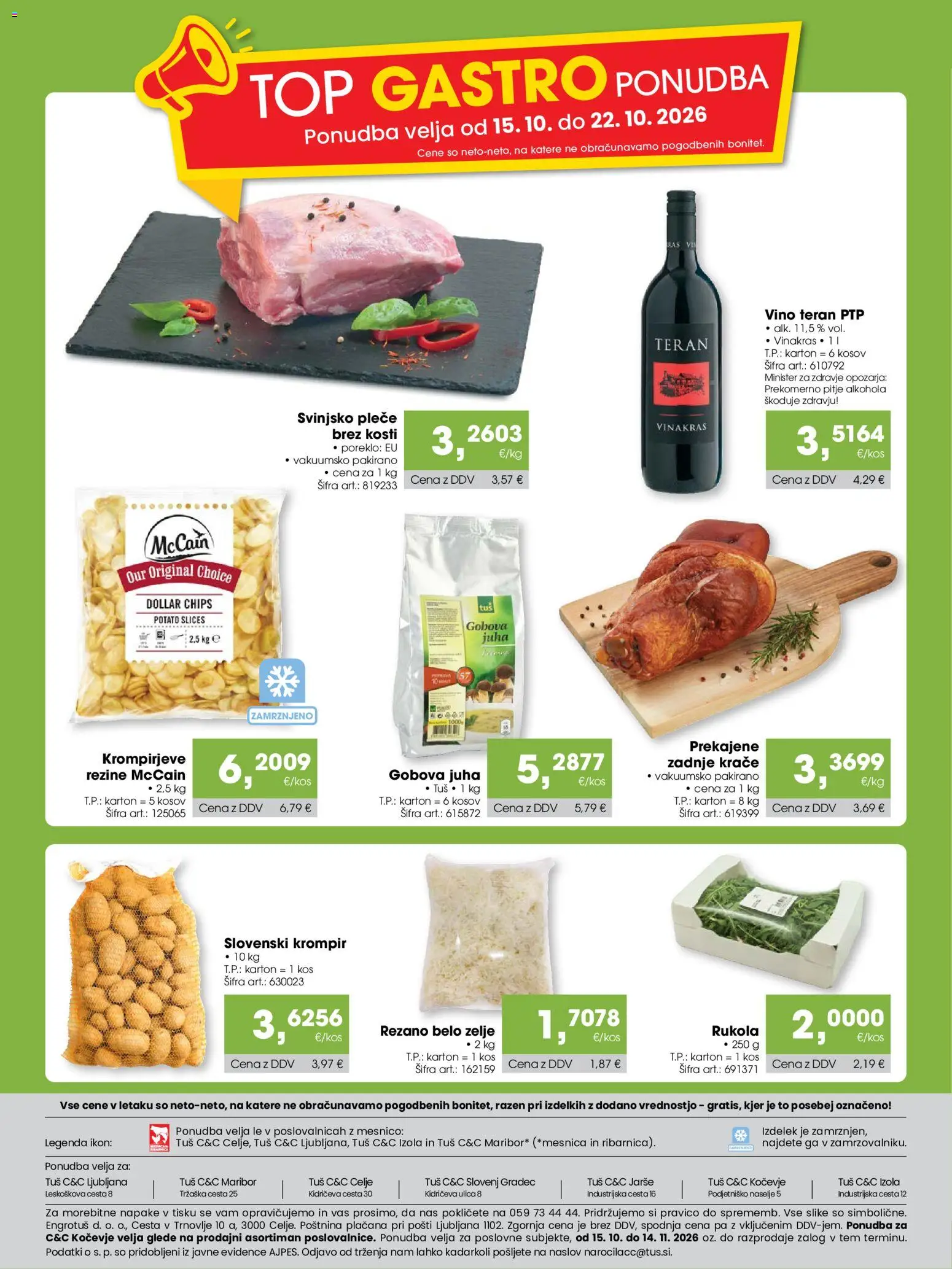 Novi Tuš katalog ponudbe – veljaven od 15.10.2026 | Stran: 24 | Izdelki: Juha, Kos, Vino, Krompir