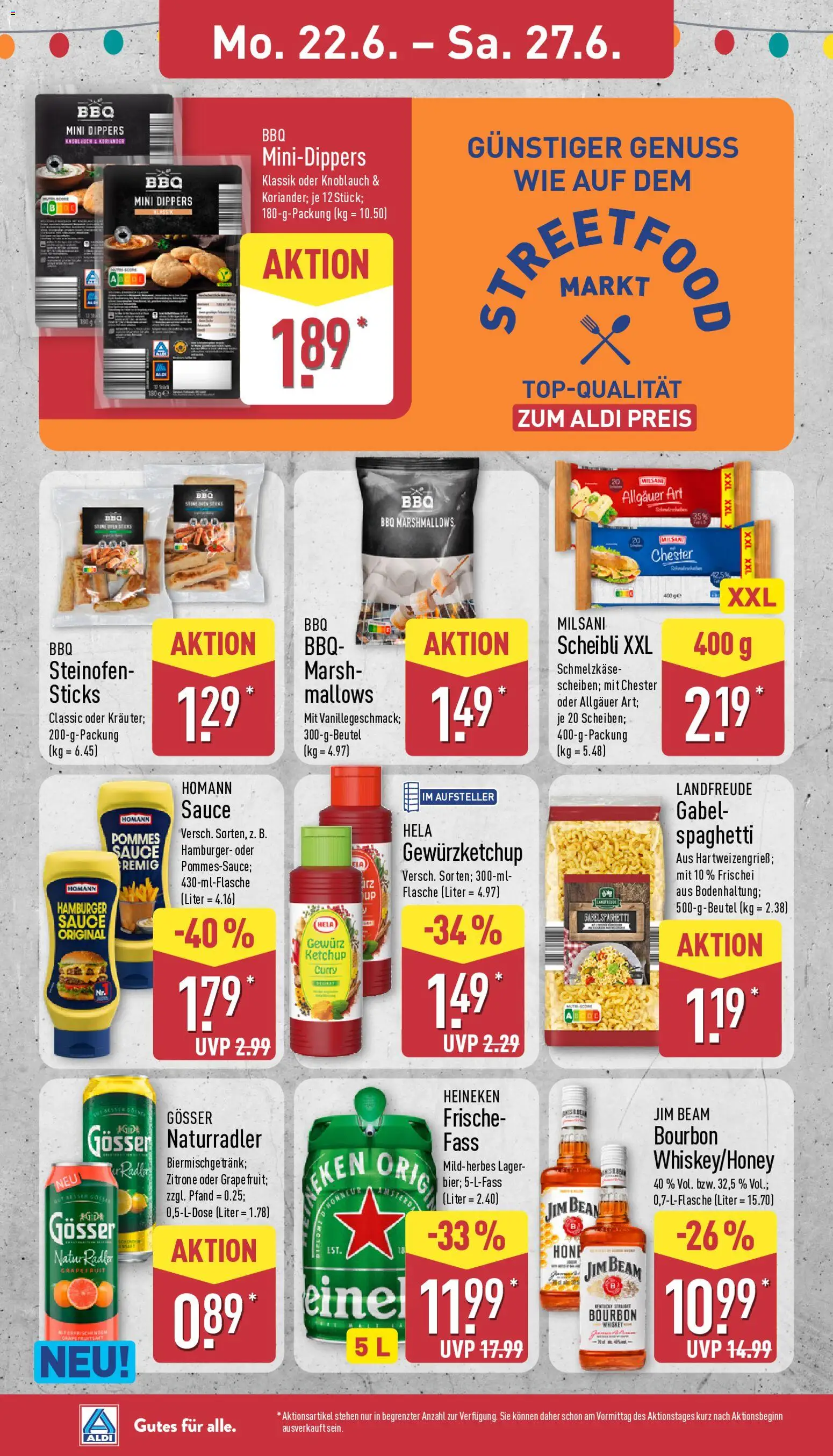 Aldi Prospekt – gültig ab 22.06.2026 | Seite: 14 | Produkte: Heineken, Grapefruit, Radler, Whiskey