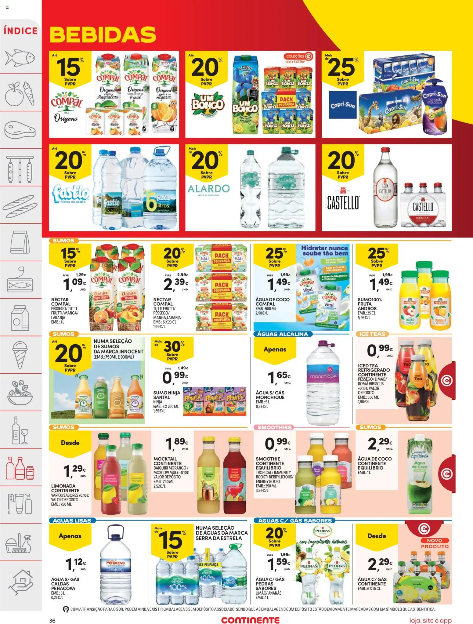 Continente folheto │ válido de 04/08/2026 | Página: 36 | Produtos: Agua, Sumo, Laranjas