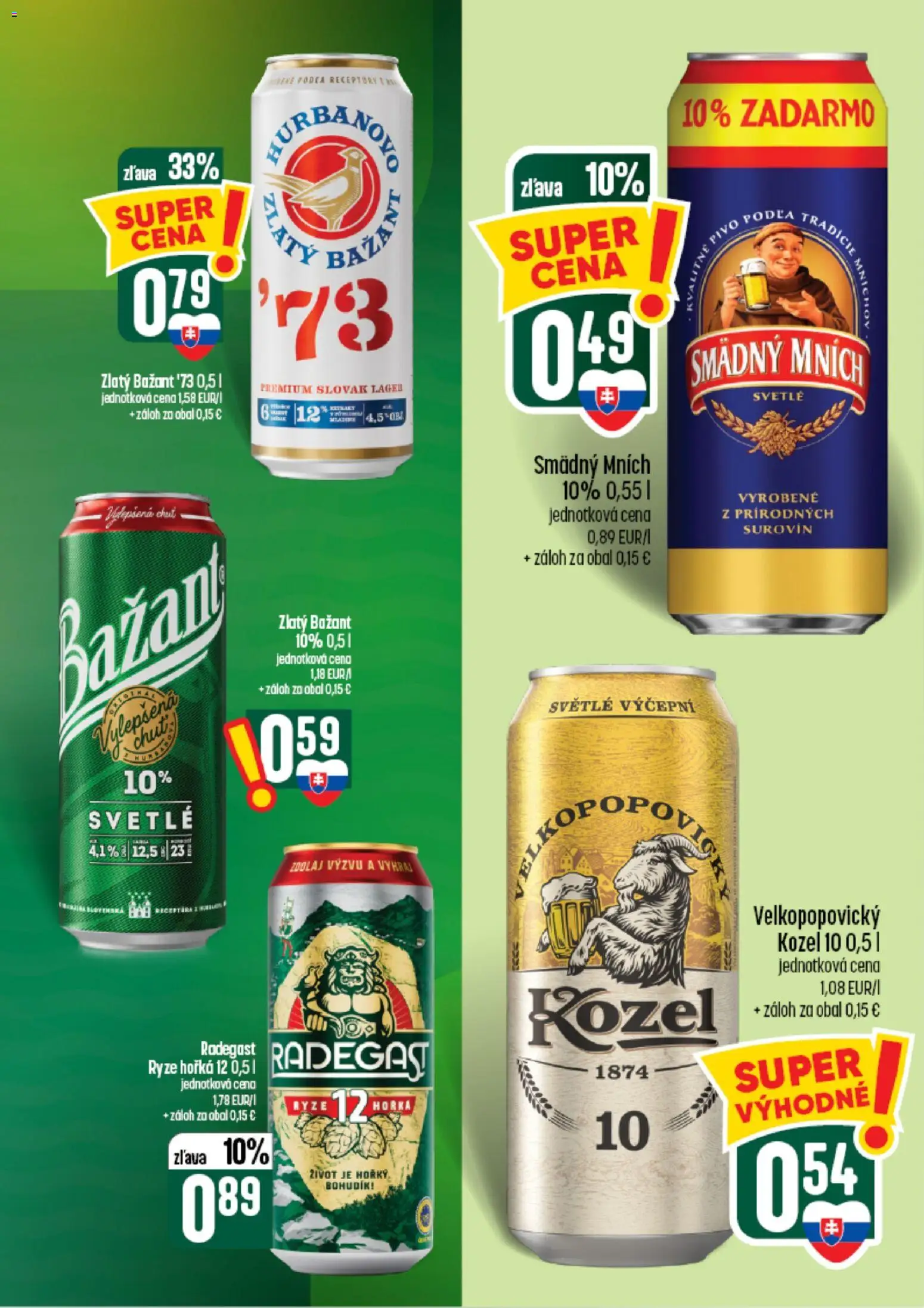 Nové COOP Jednota akcie – leták je platný od 26.08.2026 | Strana: 53 | Produkty: Radegast, Zlatý Bažant, Smädný Mních