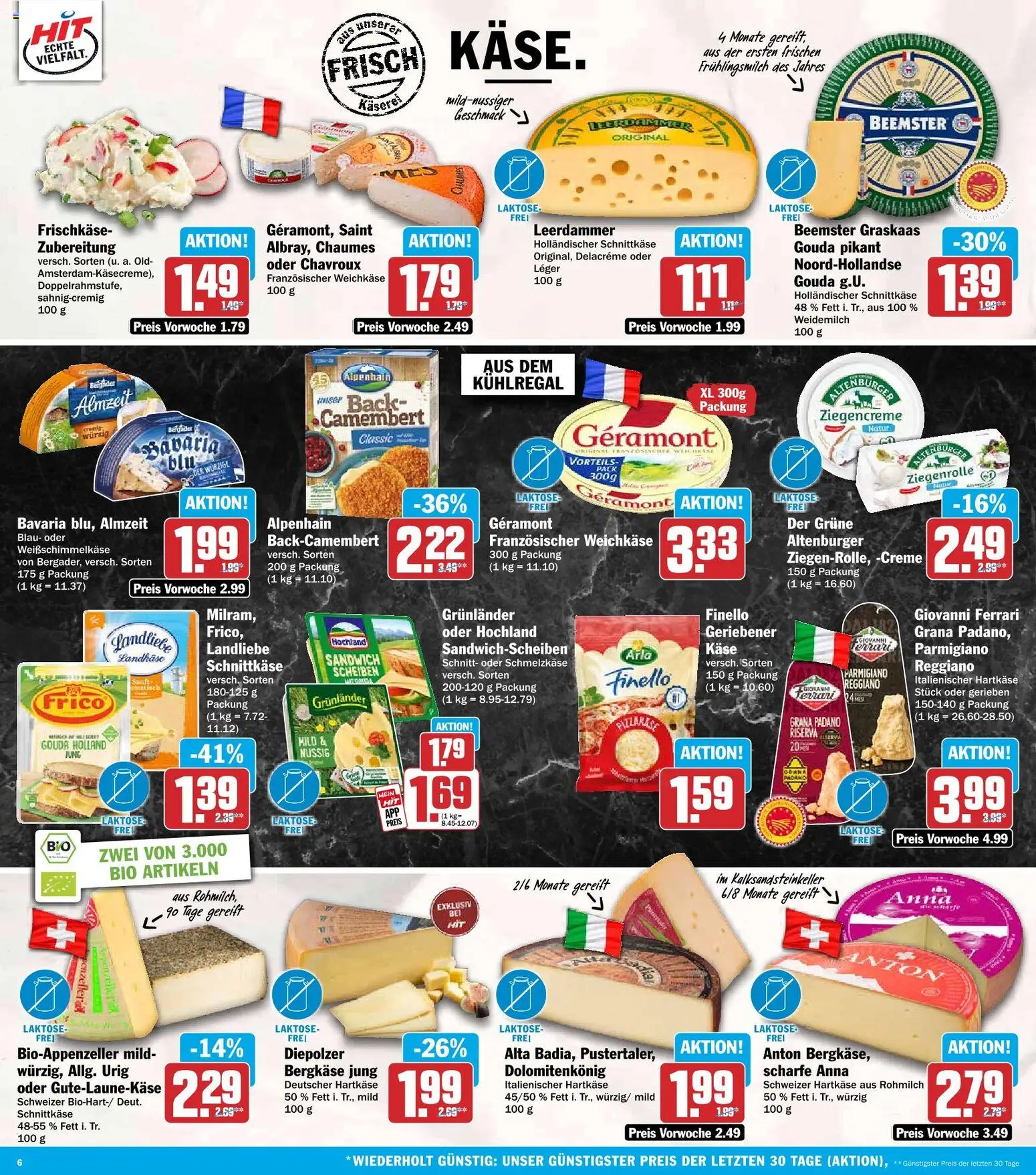 HIT Prospekt – gültig ab 14.09.2026 | Seite: 6 | Produkte: Grana Padano, Geramont, Käse, Leerdammer