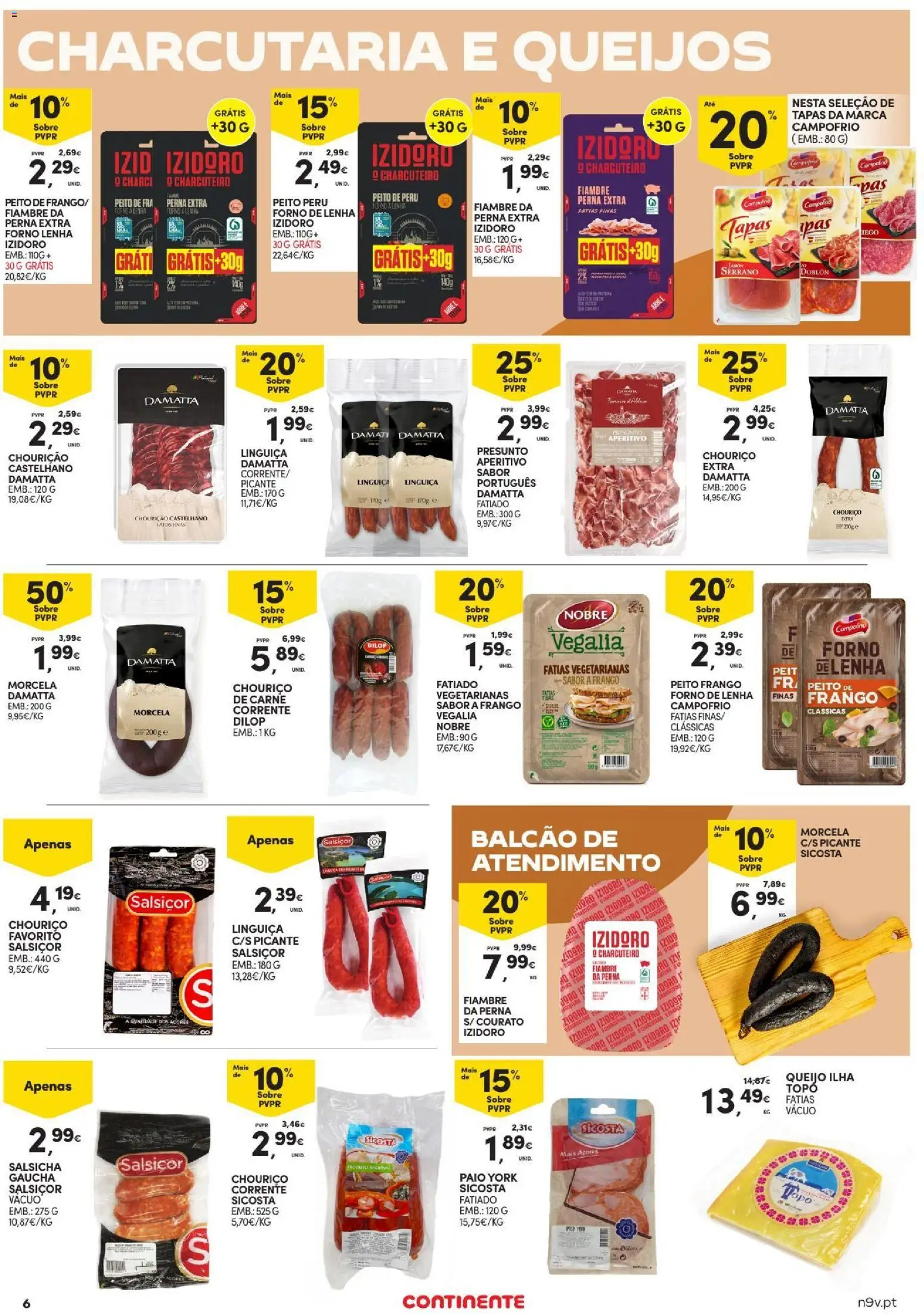 Continente Açores │ válido de 20/08/2026 | Página: 6 | Produtos: Fiambre, Peru, Presunto, Chouriço