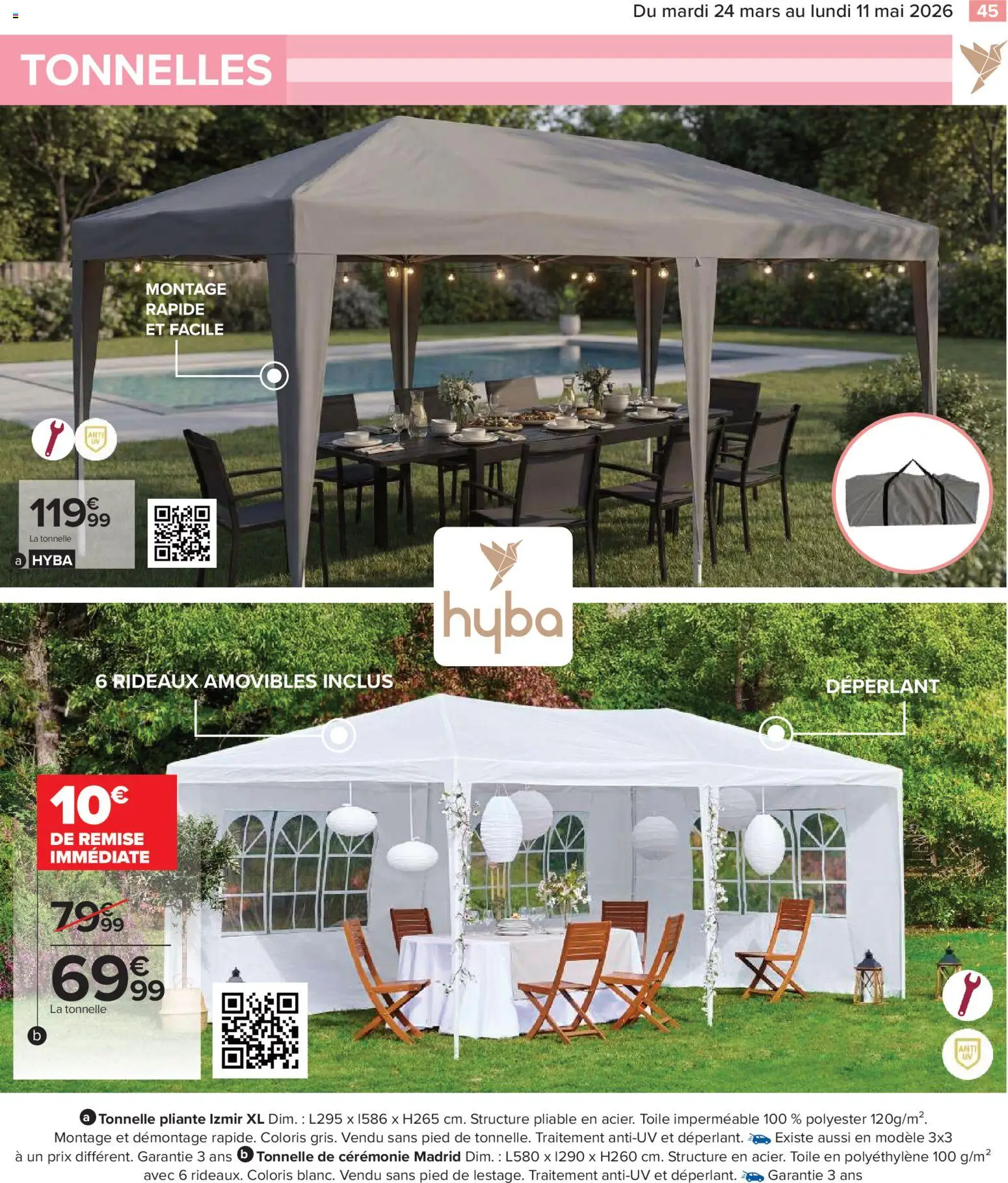 {H1} | Page: 45 | Produits: Tonnelle pliante, Tonnelle