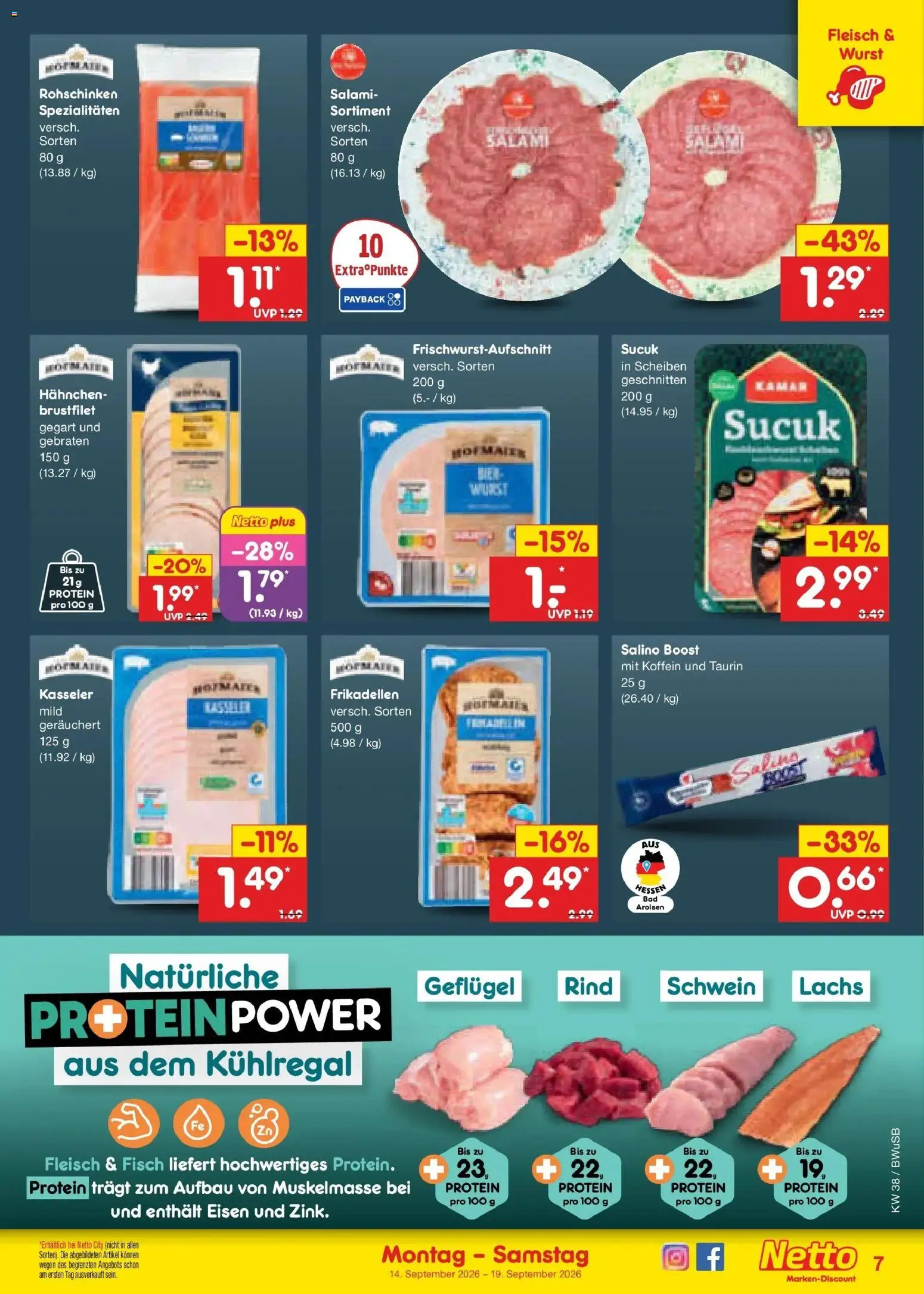 Netto Marken-Discount Prospekt Bielefeld – gültig ab 14.09.2026 | Seite: 9 | Produkte: Hahnchen, Spezialitäten, Lachs, Fleisch