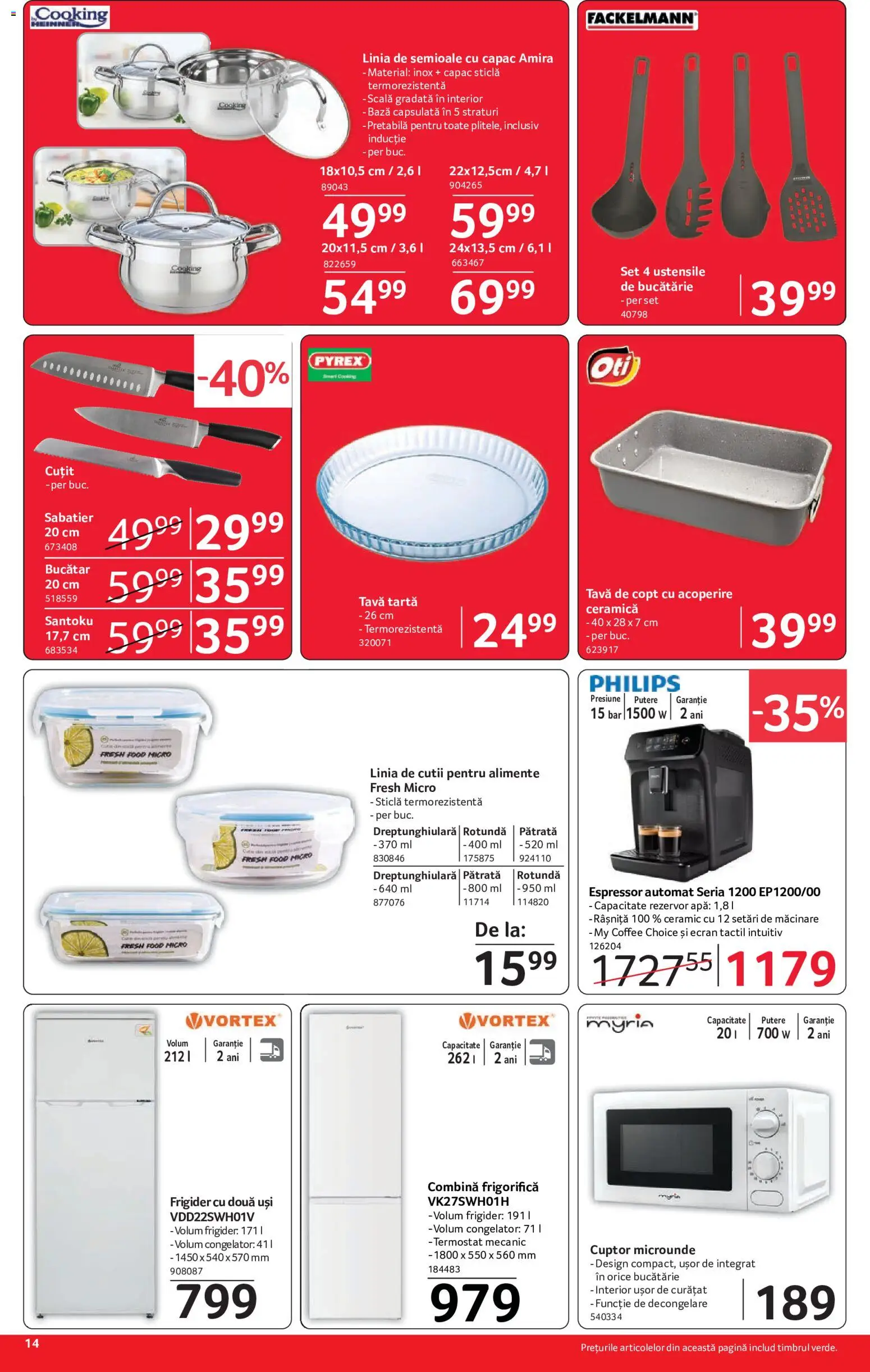 Noul catalog Selgros – valabil de la 10.07.2026 | Pagină: 14 | Produse: Espressor, Bucătărie, Cuțit, Combină frigorifică