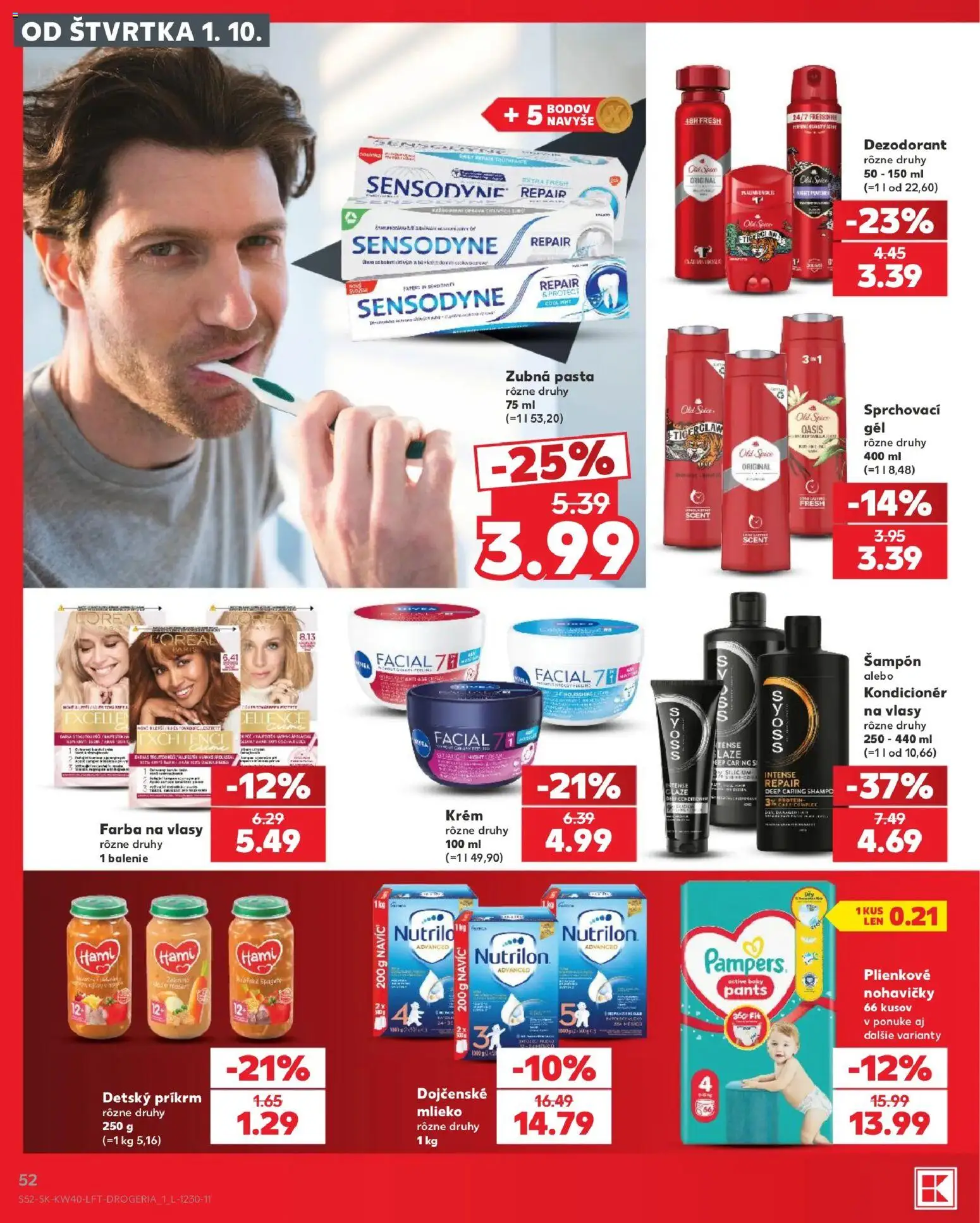Nové Kaufland akcie – leták je platný od 01.10.2026 | Strana: 52 | Produkty: Mlieko, Farba na vlasy, Nohavičky, Špagety