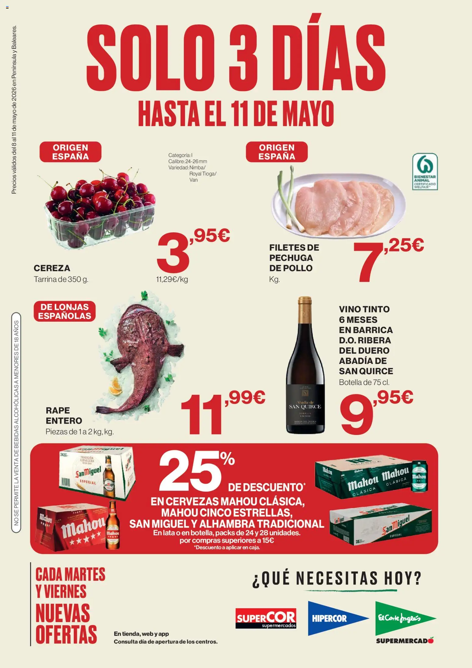 Hipercor Solo 3 días │ válido desde el 08.05.2026 | Página: 1 | Productos: Vino