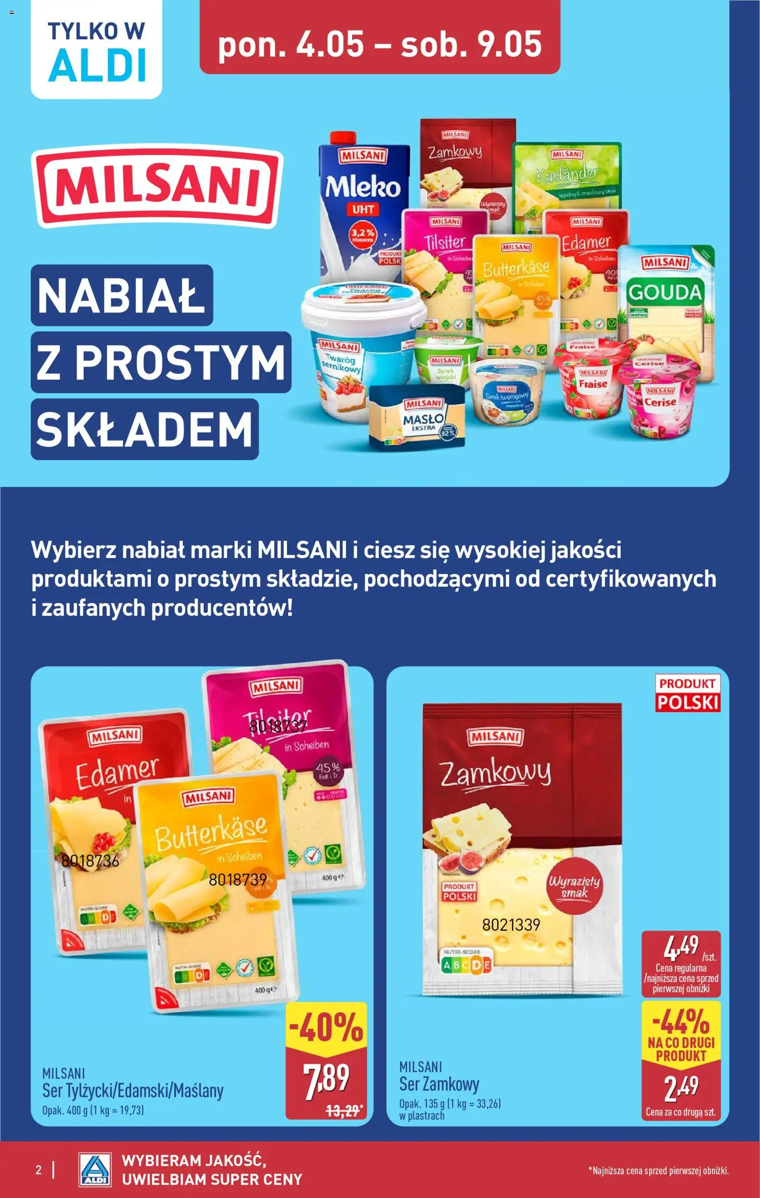 Aldi gazetka od 04.05.2026 | Strona: 2 | Produkty: Serek, Masło, Ser, Twaróg
