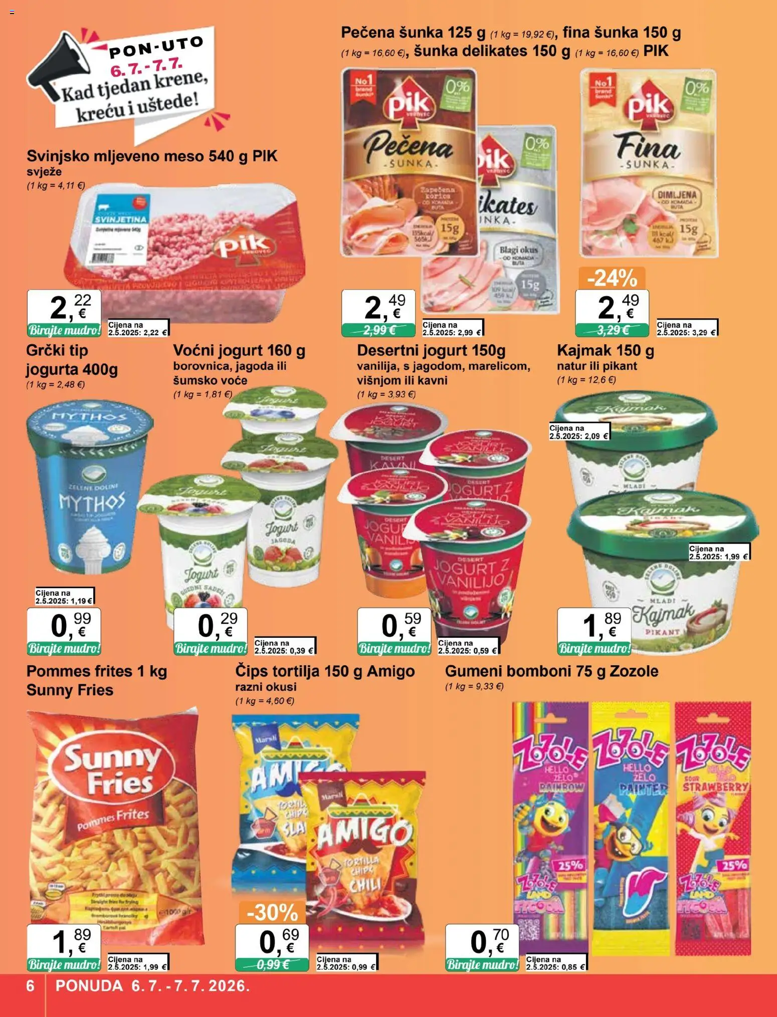 KTC katalog | vrijedi od 01.07.2026 | Stranica: 6 | Proizvodi: Voćni jogurt, Čips, Mljeveno meso, Voće