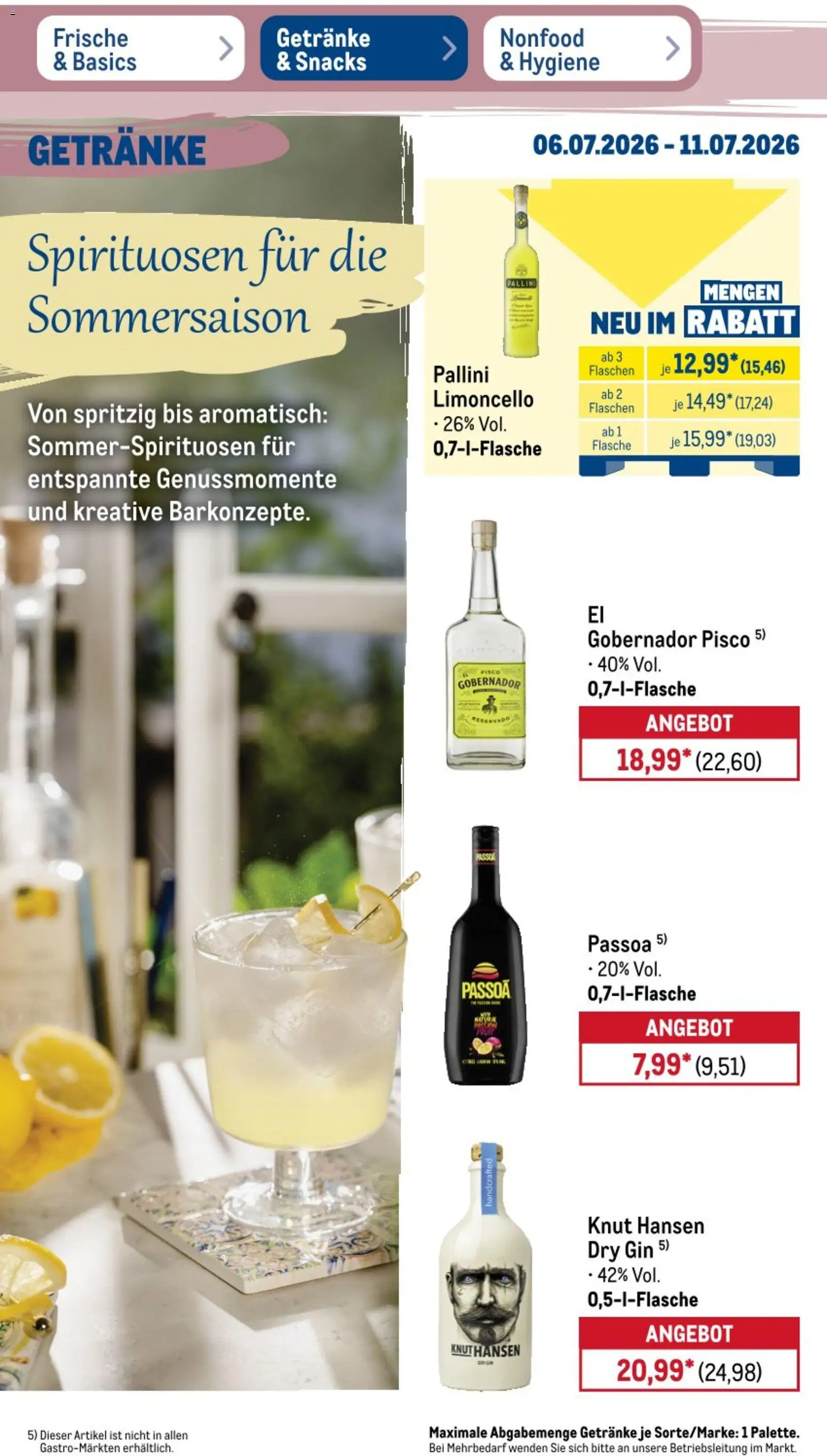 Metro Non Food & Hygiene – gültig ab 06.07.2026 | Seite: 24 | Produkte: Limoncello, Gin