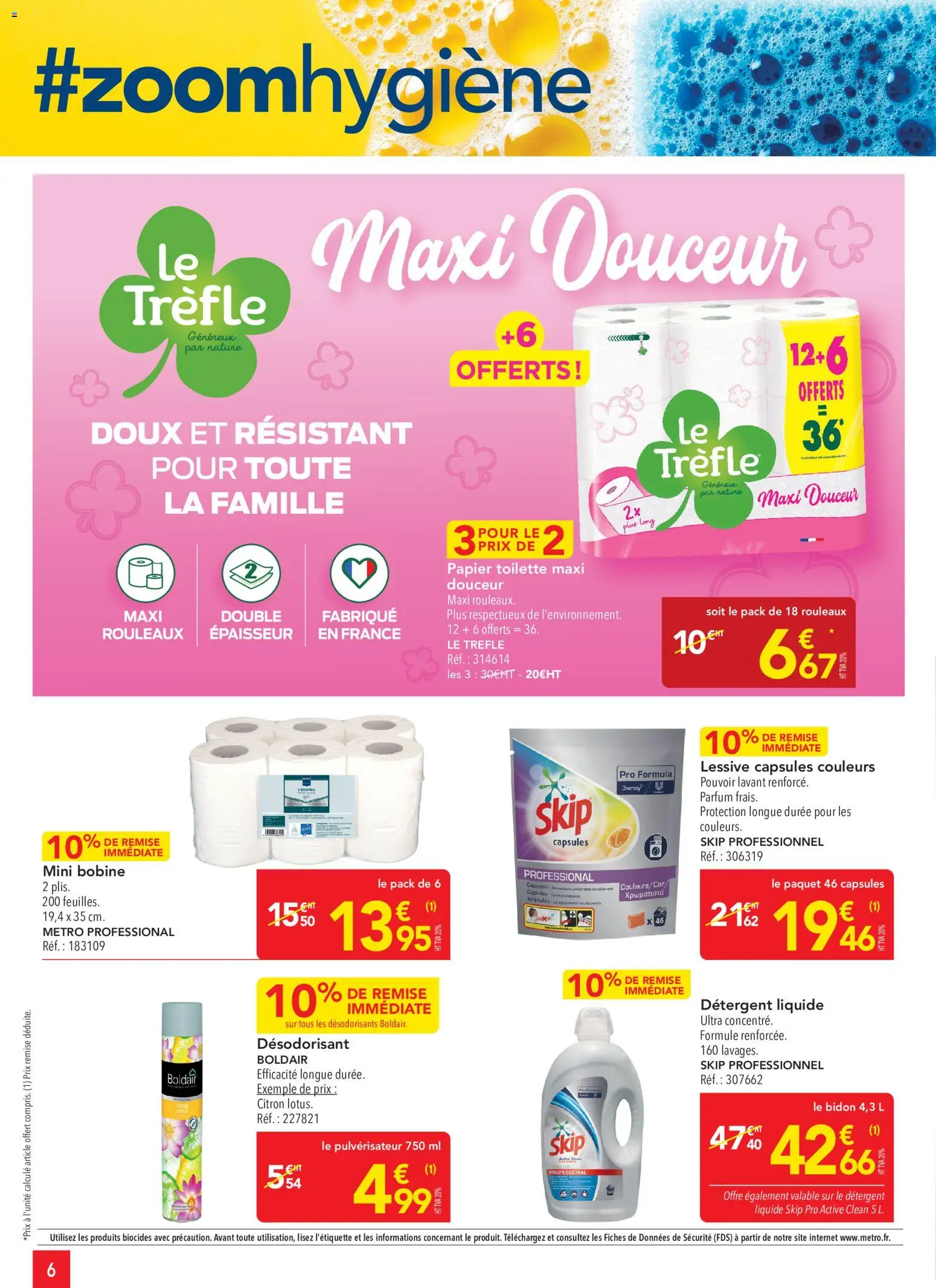 {H1} | Page: 6 | Produits: Pulvérisateur, Papier toilette, Désodorisant, Lessive