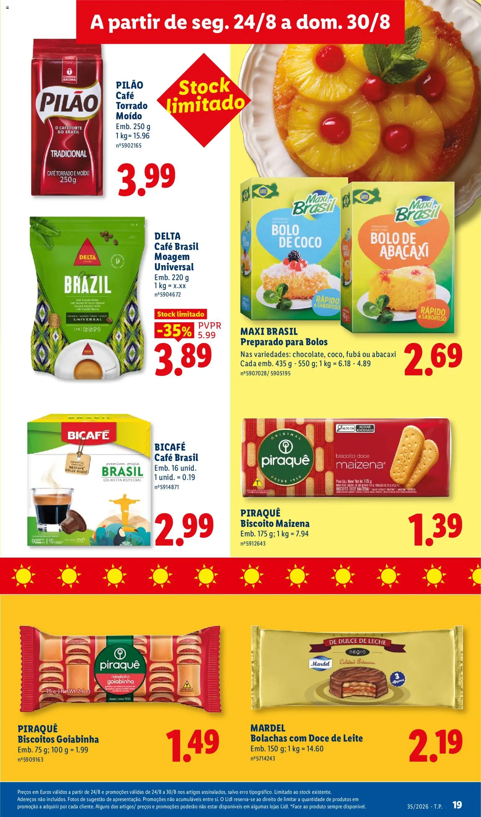 Lidl folheto │ válido de 24/08/2026 | Página: 19 | Produtos: Bolo, Café, Abacaxi, Biscoitos