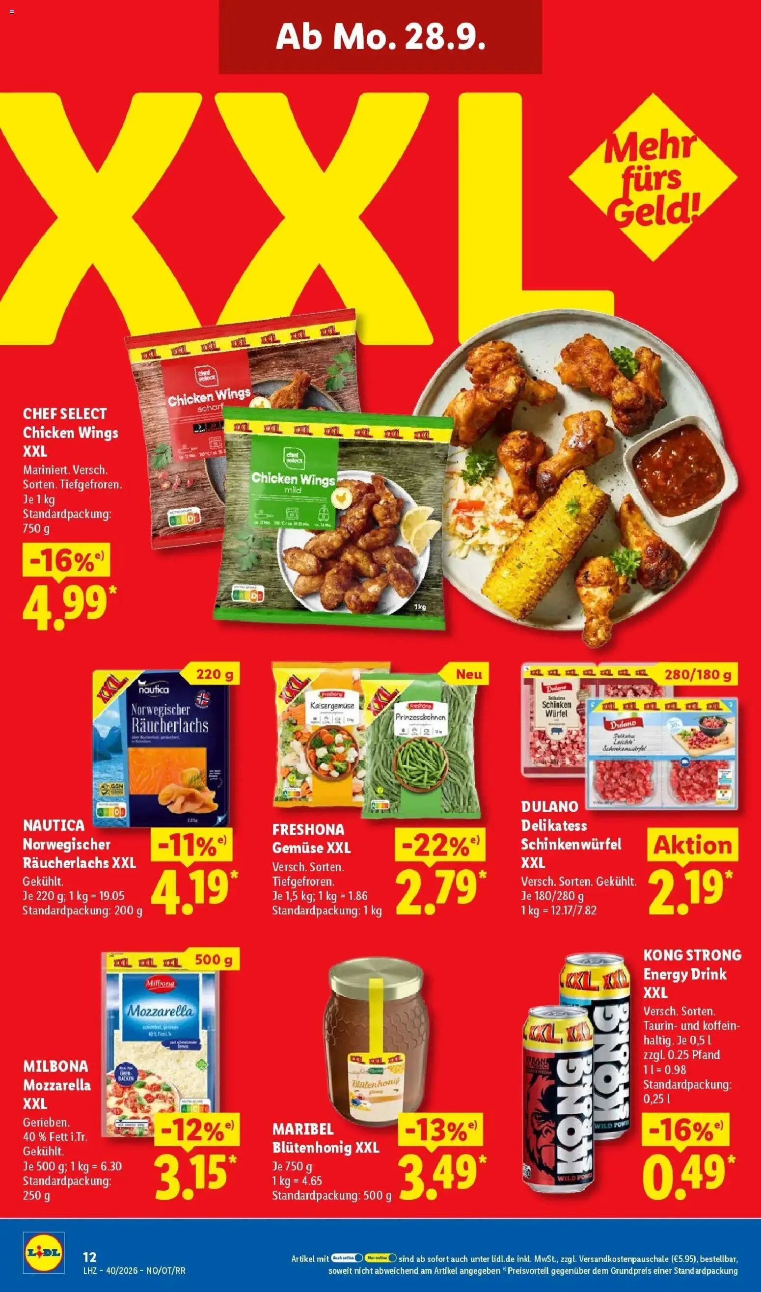 Lidl Prospekt Emlichheim (ab 28.09.2026) zum Blättern » Angebote | Seite: 28 | Produkte: Mozzarella, Räucherlachs, Gemüse, Schinken