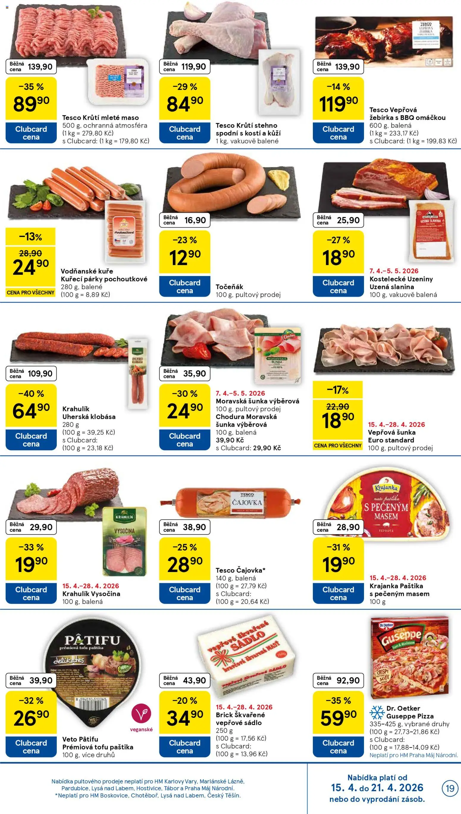 Tesco leták - Hypermarket od 15.04.2026 | Strana: 19 | Produkty: Sádlo, Šunka, Párky, Kuře