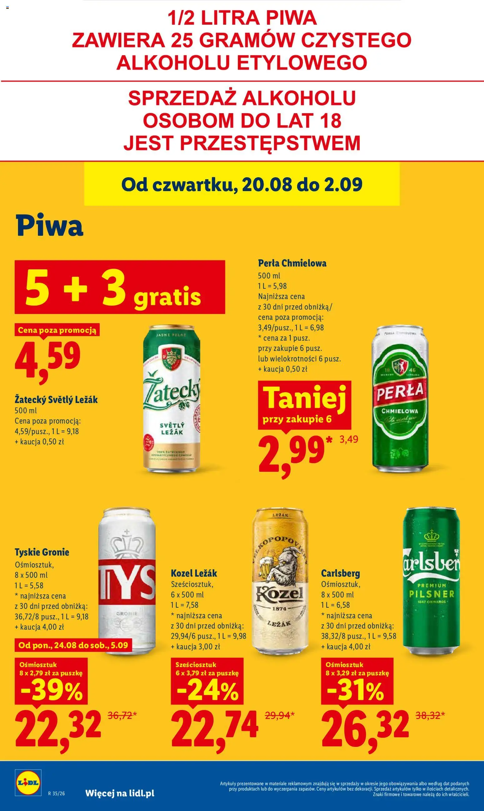 Lidl Polsko leták od 24.08.2026 | Strana: 76 | Produkty: Kozel, Pilsner, Perla