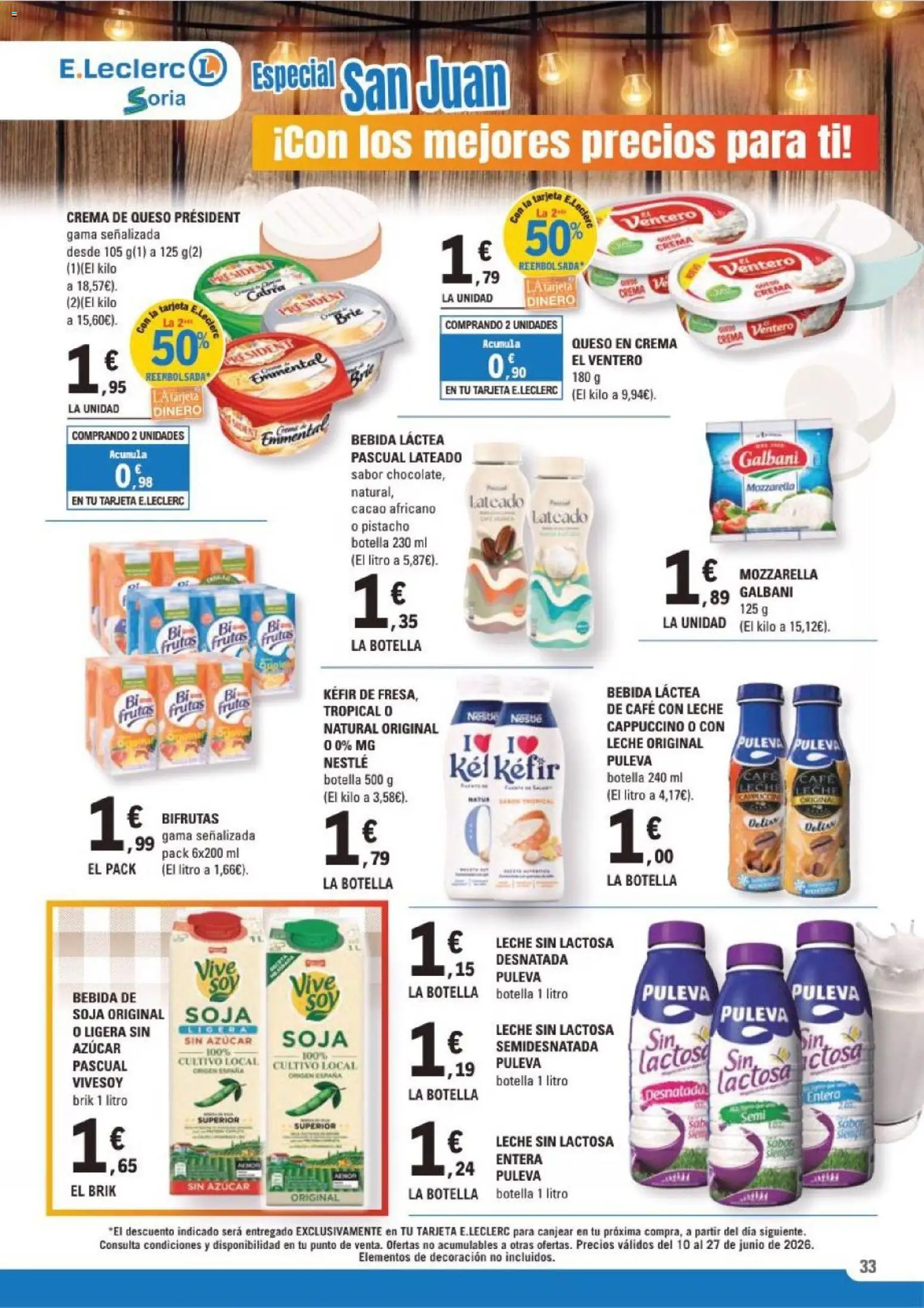E.Leclerc Soria │ válido desde el 10.06.2026 | Página: 33 | Productos: Café con leche, Café, Crema, Φρυγανιές σικάλεως