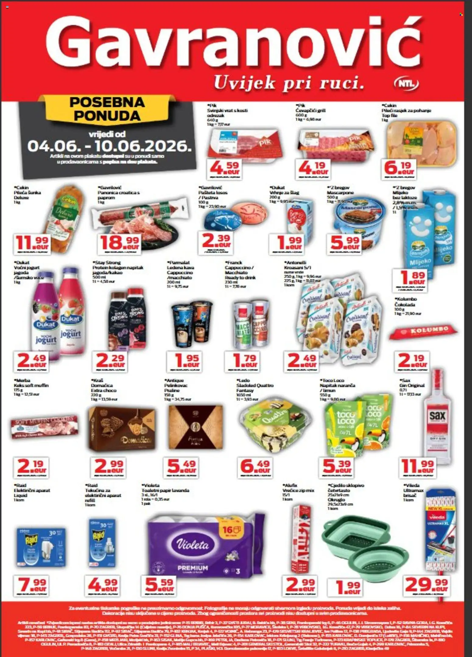 Gavranović katalog | vrijedi od 04.06.2026 | Stranica: 5 | Proizvodi: Mascarpone, Jogurt, Keks, Pašteta