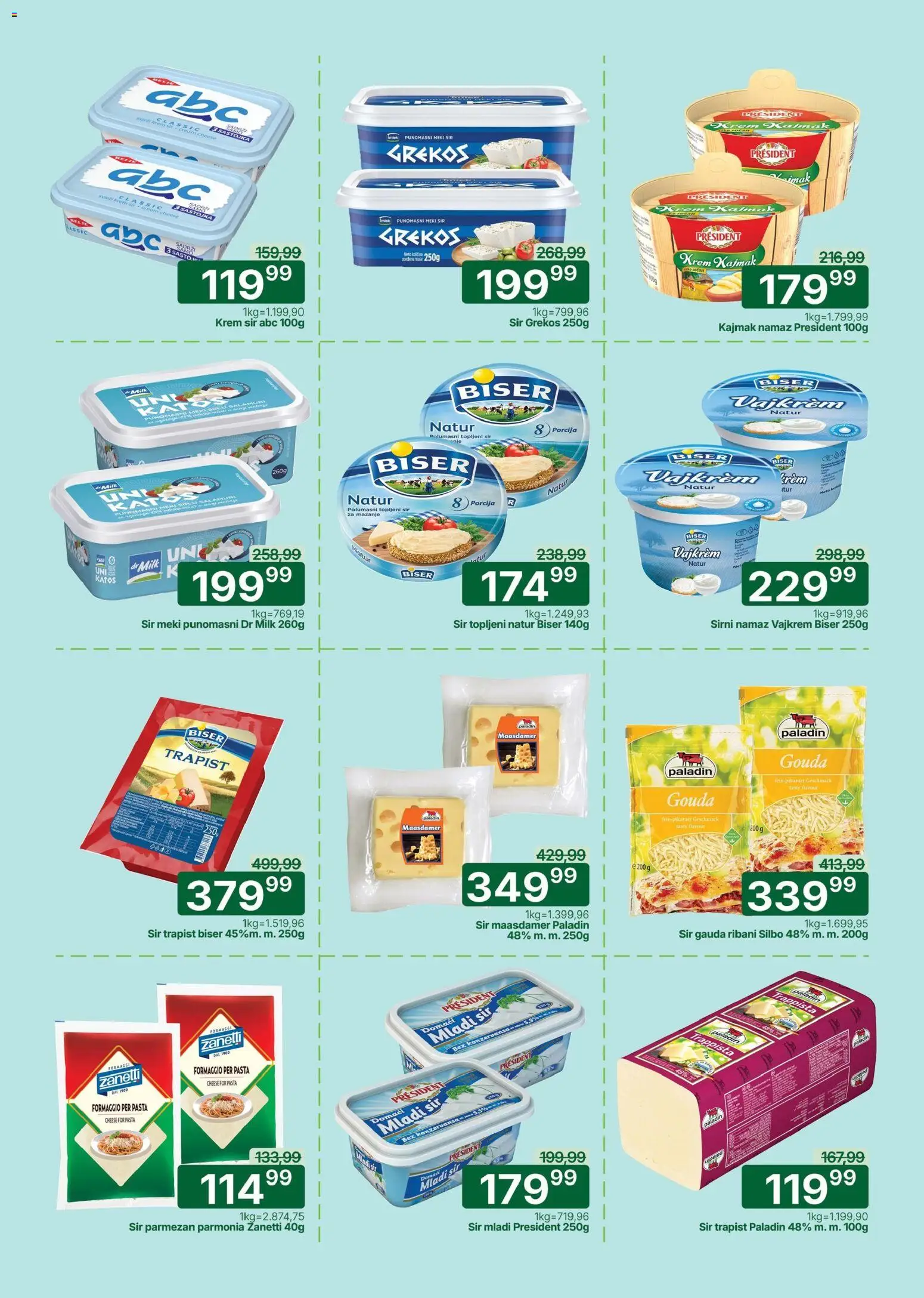 Univerexport katalog - važi od 11.05.2026 | Strana: 9 | Proizvode: Gouda, Krem sir, Sir, Kajmak