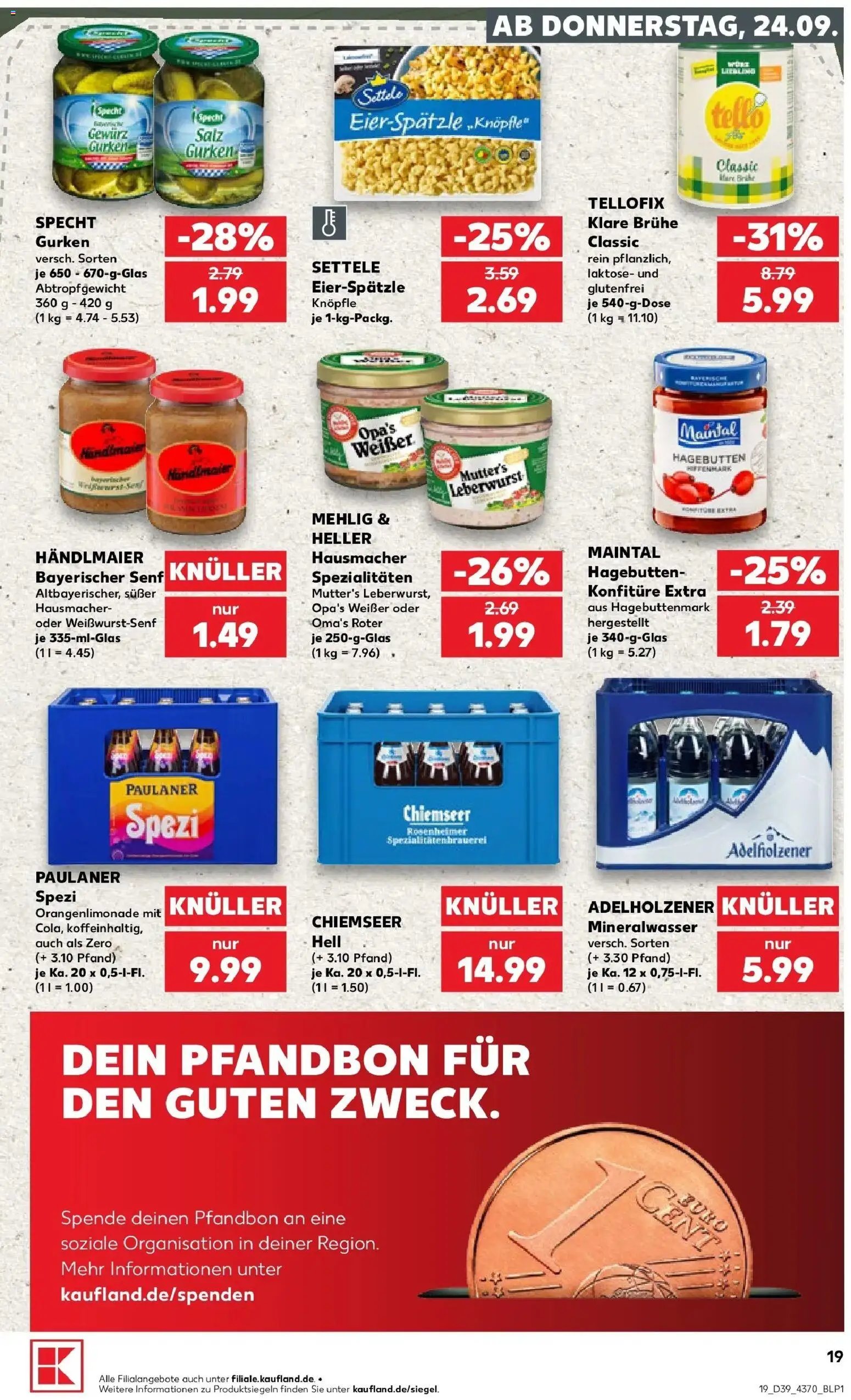Prospekt Kaufland ab 21.09.2026 » Angebote Online zum Blättern | Seite: 31 | Produkte: Paulaner spezi, Spezialitäten, Adelholzener, Paulaner