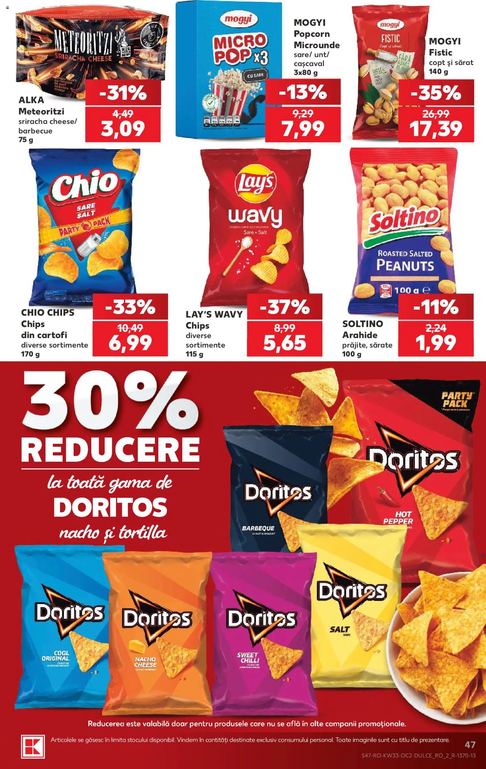 Noul catalog Kaufland – valabil de la 12.08.2026 | Pagină: 47 | Produse: Cașcaval, Cartofi, Doritos, Sare