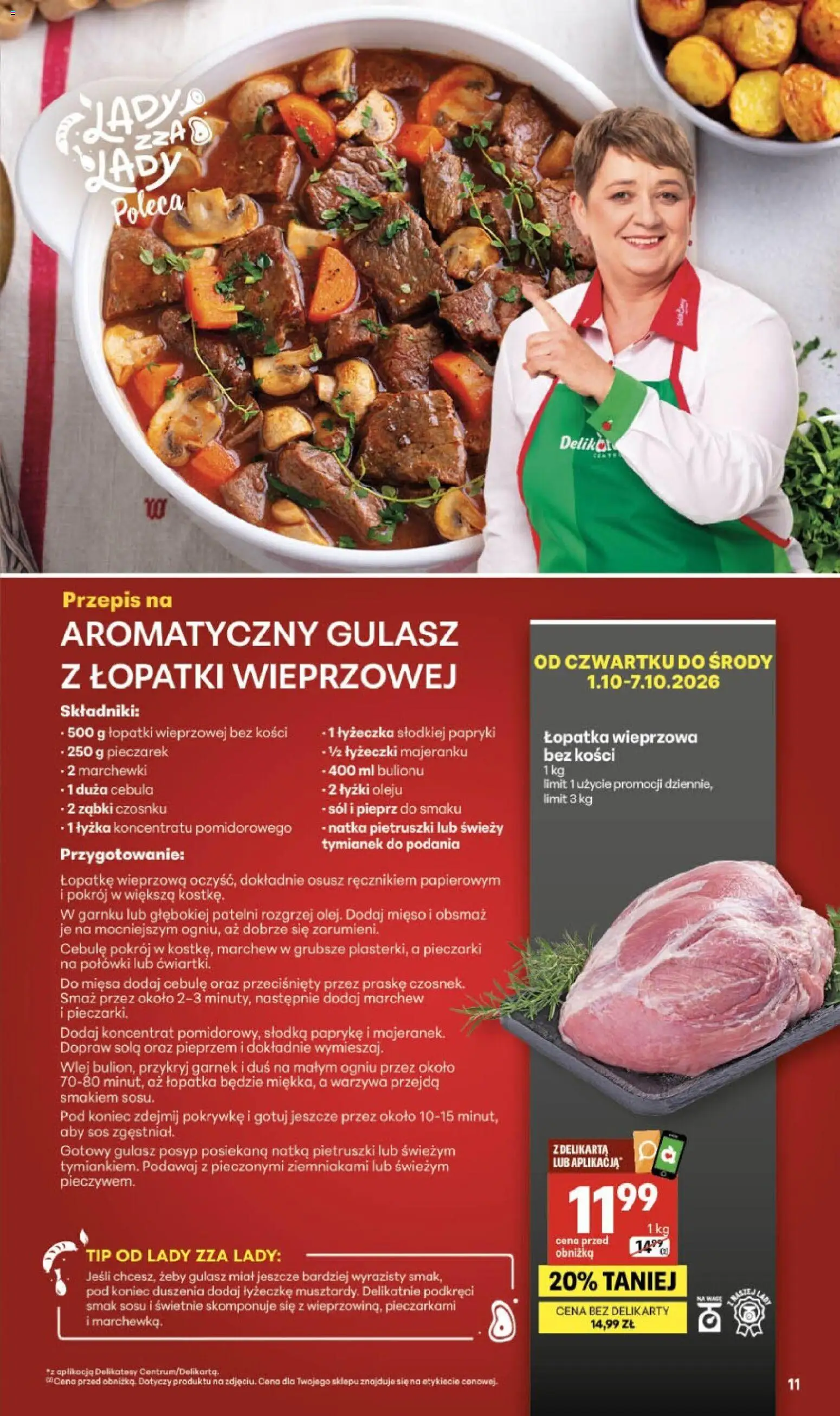 Delikatesy Centrum gazetka od 01.10.2026 | Strona: 11 | Produkty: Pieczarki, Cebula, Garnek, Sos