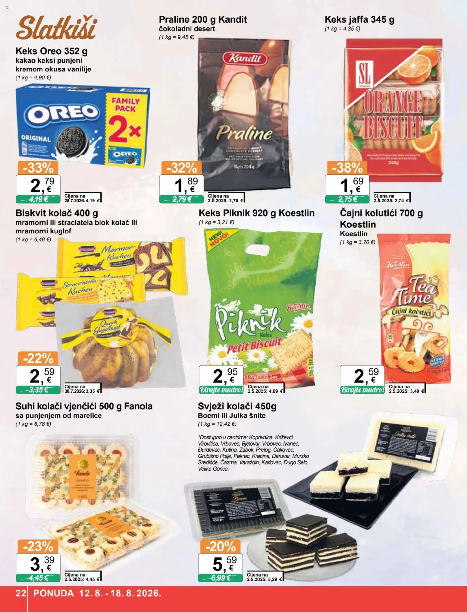 KTC katalog | vrijedi od 12.08.2026 | Stranica: 22 | Proizvodi: Čajni kolutići, Kolac, Desert, Kakao