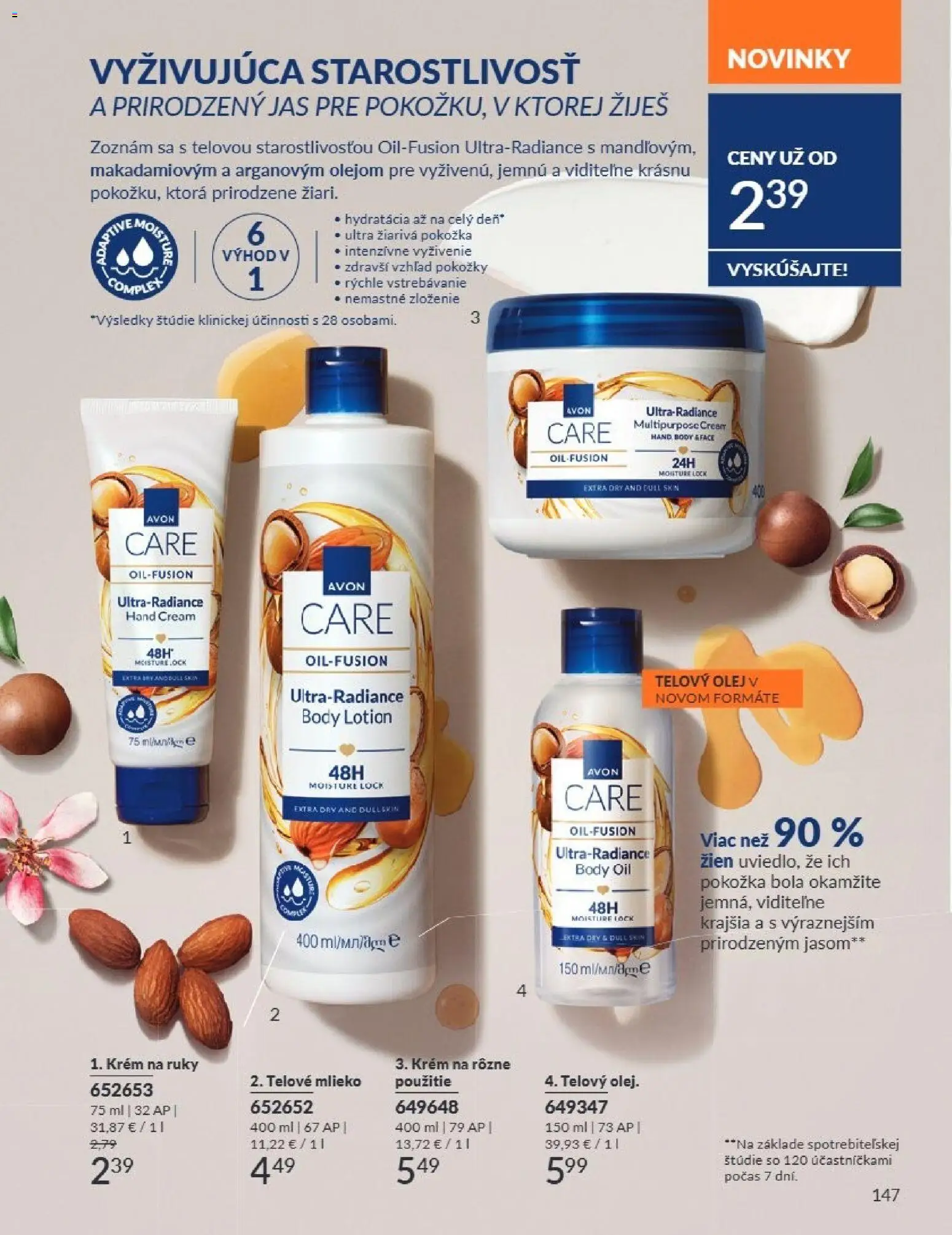 Nové Avon akcie – leták je platný od 01.08.2026 | Strana: 147 | Produkty: Mlieko, Olej, Telové mlieko, Krém
