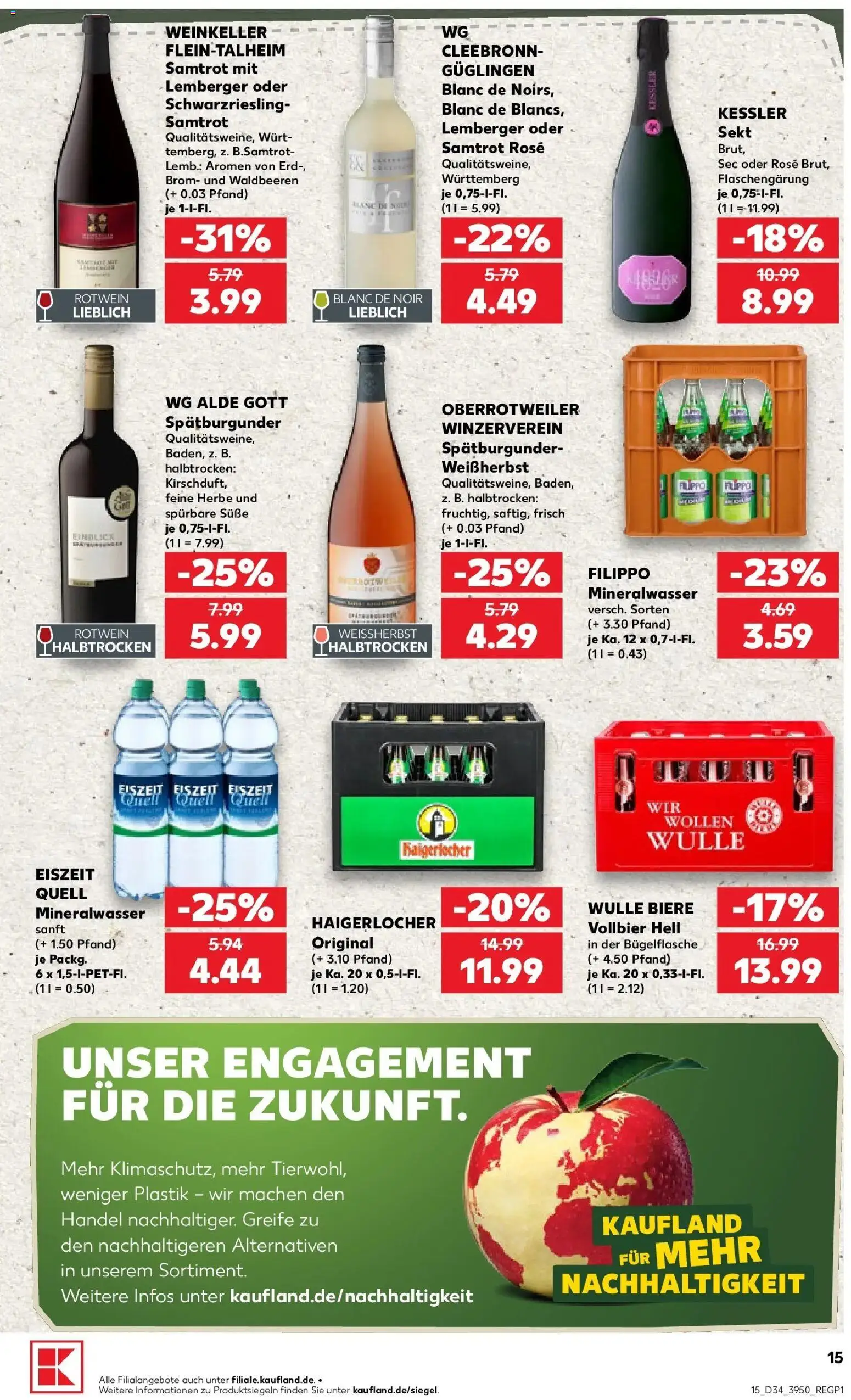 Prospekt Kaufland ab 20.08.2026 » Angebote Online zum Blättern | Seite: 15 | Produkte: Rotwein, Sekt, Mineralwasser