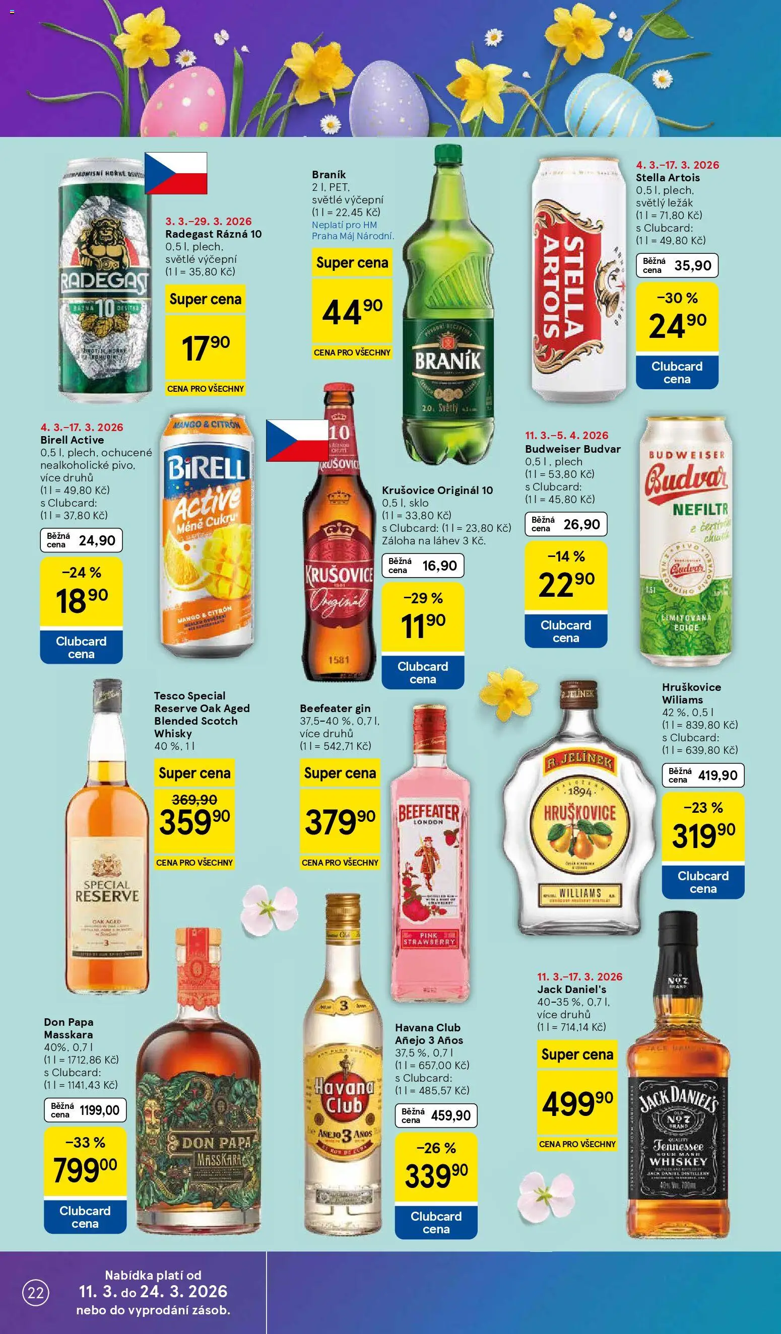 Tesco leták - Hypermarket od 11.03.2026 | Strana: 22 | Produkty: Whiskey, Birell, Gin, Don papa