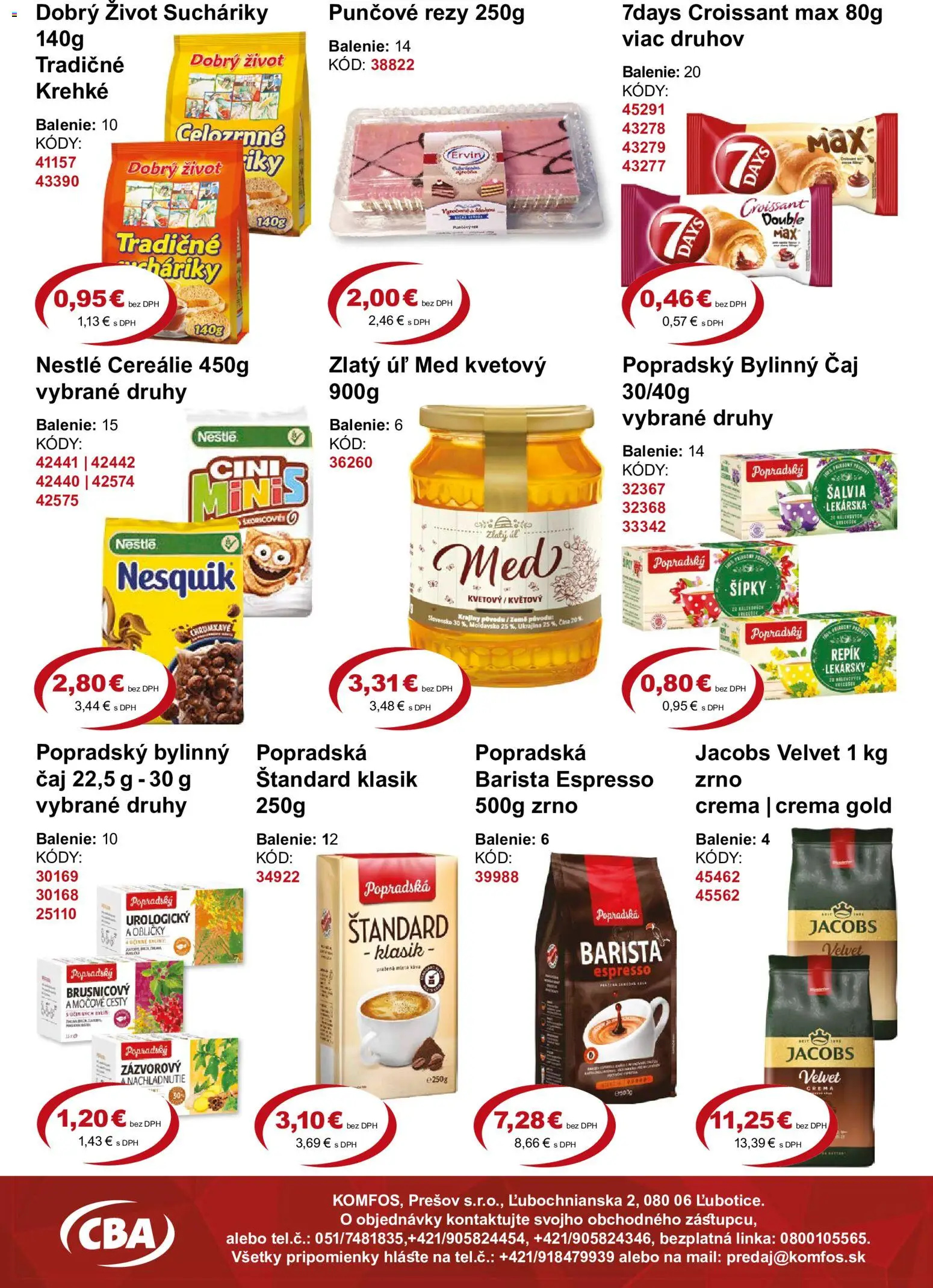 Nové CBA Komfos akcie – leták je platný od 18.09.2026 | Strana: 6 | Produkty: Káva, Čaj, Med, Bylinný čaj