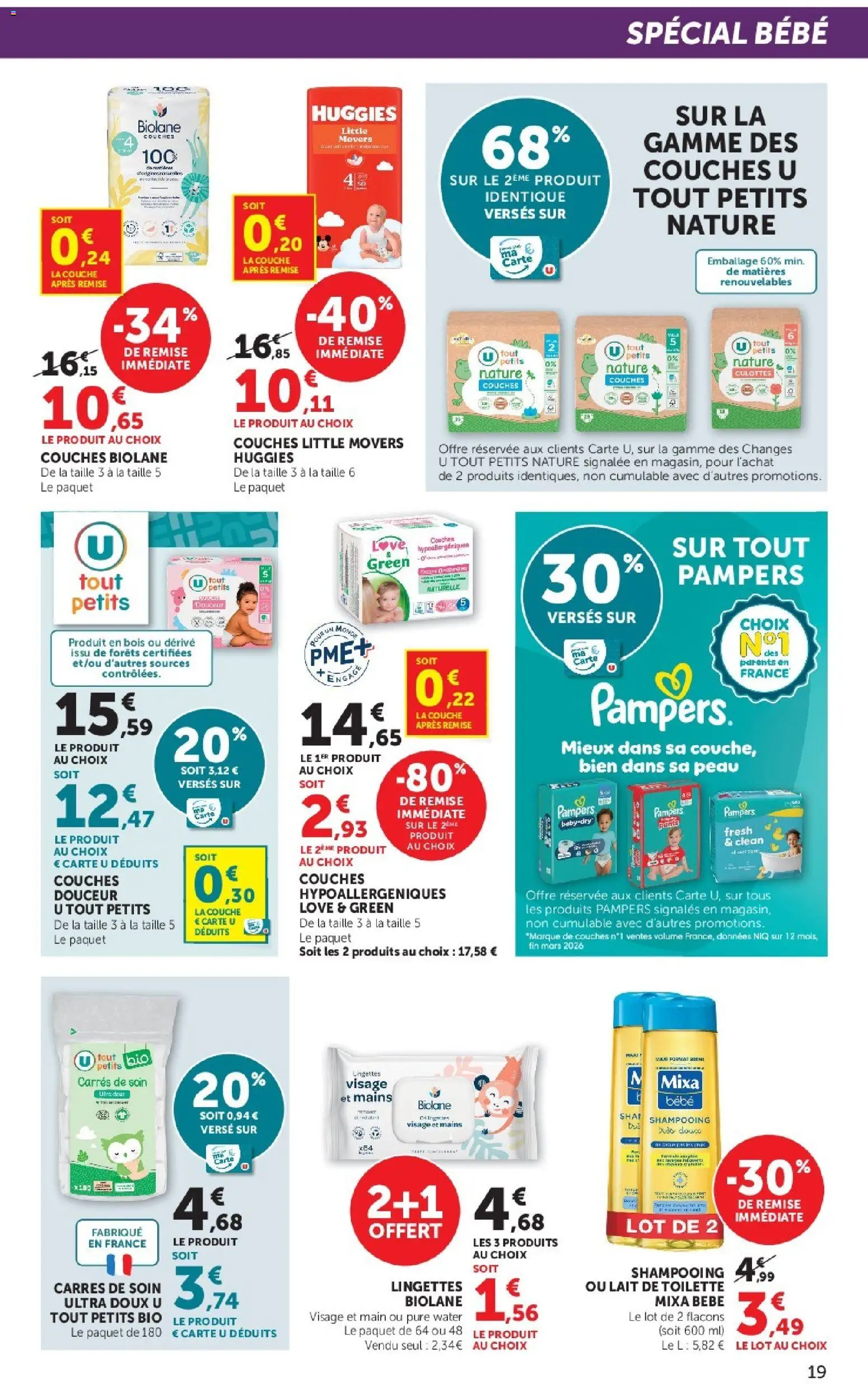 {H1} | Page: 19 | Produits: Couches, Biolane, Pampers, Lait