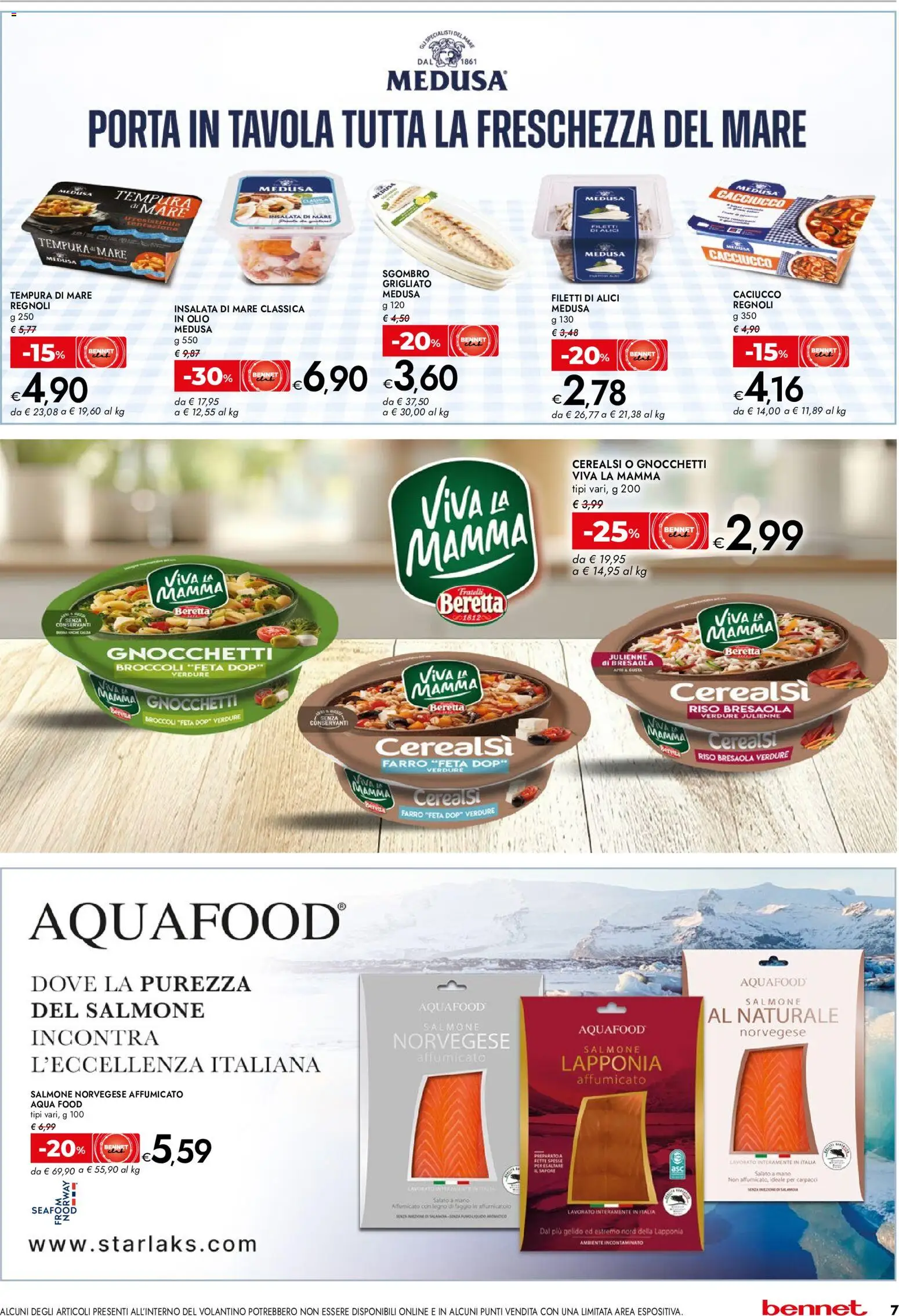 Volantino bennet del 30/07/2026 | Pagina: 7 | Prodotti: Salmone, Riso, Insalata, Farro